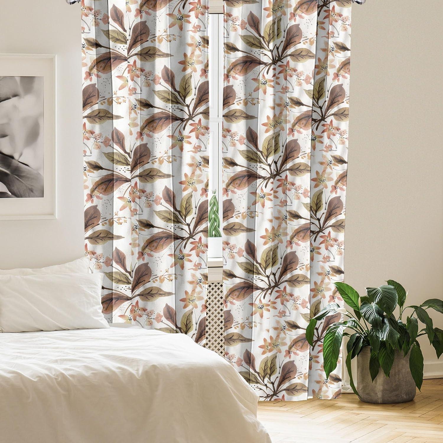 imageAmbesonne Floral Curtains Valentines Day Theme Grunge Style Repetitive Rose Flowers Abstract Window Treatments 2 Panel Set for Living Room Bedroom Pair of 28 x 84 Pale Fuchsia and SepiaBurnt Sienna Sand Brown