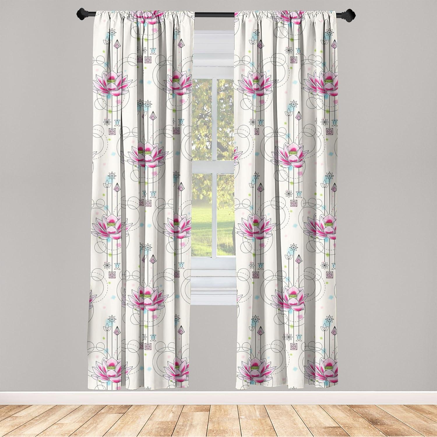 imageAmbesonne Floral Curtains Valentines Day Theme Grunge Style Repetitive Rose Flowers Abstract Window Treatments 2 Panel Set for Living Room Bedroom Pair of 28 x 84 Pale Fuchsia and SepiaHot Pink and Pale Blue