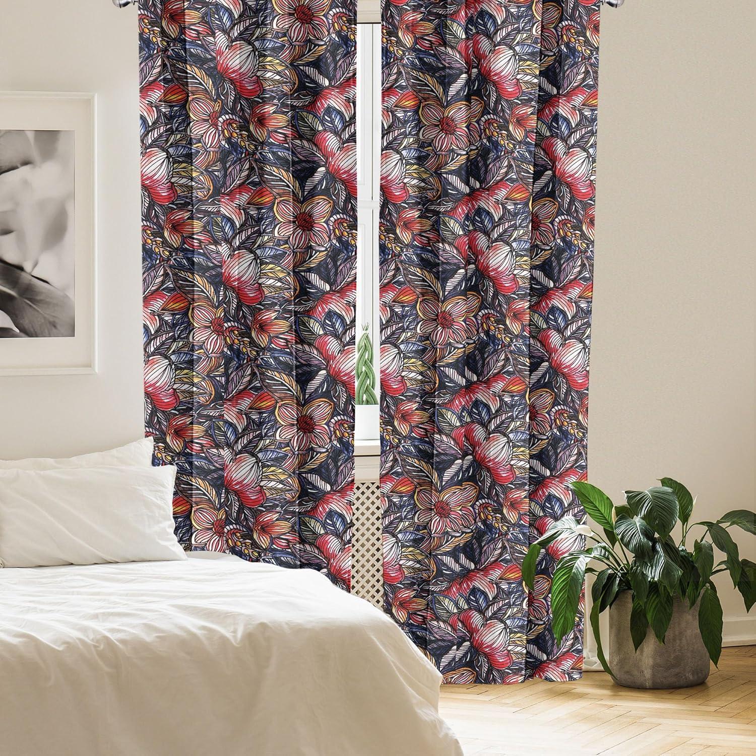 imageAmbesonne Floral Curtains Valentines Day Theme Grunge Style Repetitive Rose Flowers Abstract Window Treatments 2 Panel Set for Living Room Bedroom Pair of 28 x 84 Pale Fuchsia and SepiaScarlet and Lavender Blue