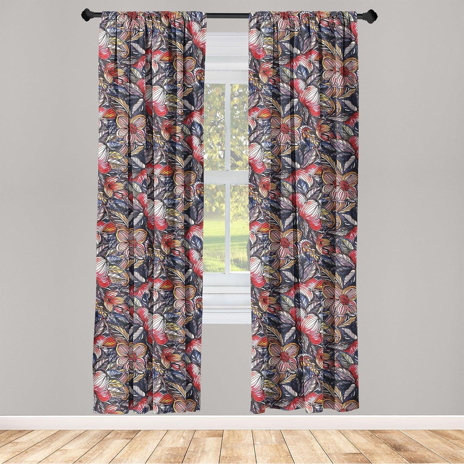 imageAmbesonne Floral Curtains Valentines Day Theme Grunge Style Repetitive Rose Flowers Abstract Window Treatments 2 Panel Set for Living Room Bedroom Pair of 28 x 84 Pale Fuchsia and SepiaScarlet and Lavender Blue