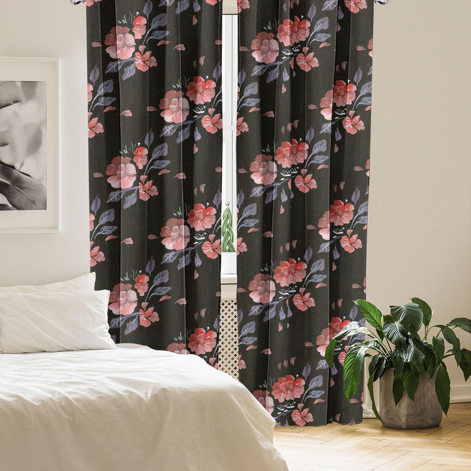 imageAmbesonne Floral Curtains Valentines Day Theme Grunge Style Repetitive Rose Flowers Abstract Window Treatments 2 Panel Set for Living Room Bedroom Pair of 28 x 84 Pale Fuchsia and SepiaPaprika and Dark Olive Green