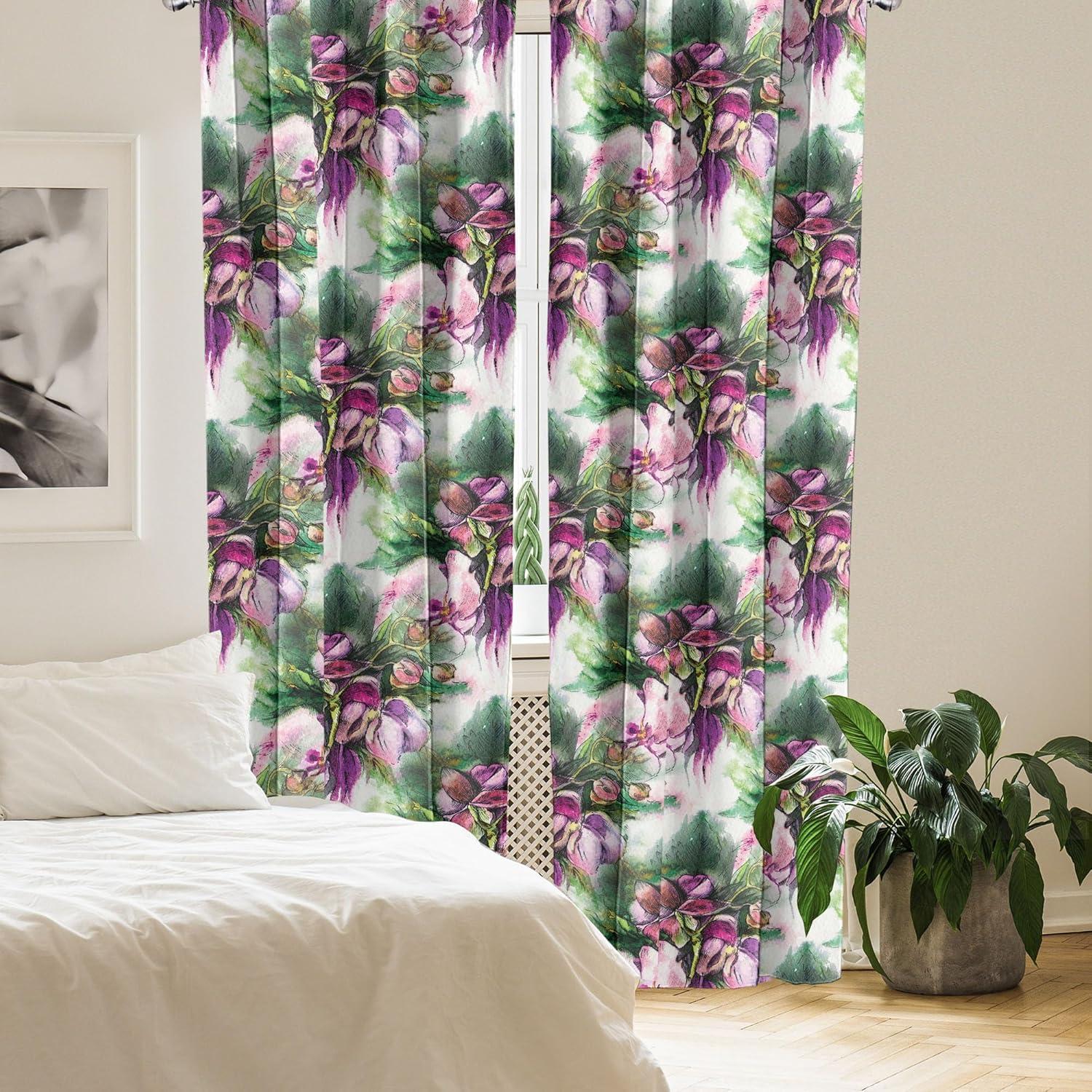 imageAmbesonne Floral Curtains Valentines Day Theme Grunge Style Repetitive Rose Flowers Abstract Window Treatments 2 Panel Set for Living Room Bedroom Pair of 28 x 84 Pale Fuchsia and SepiaPale Ruby and Reseda Green