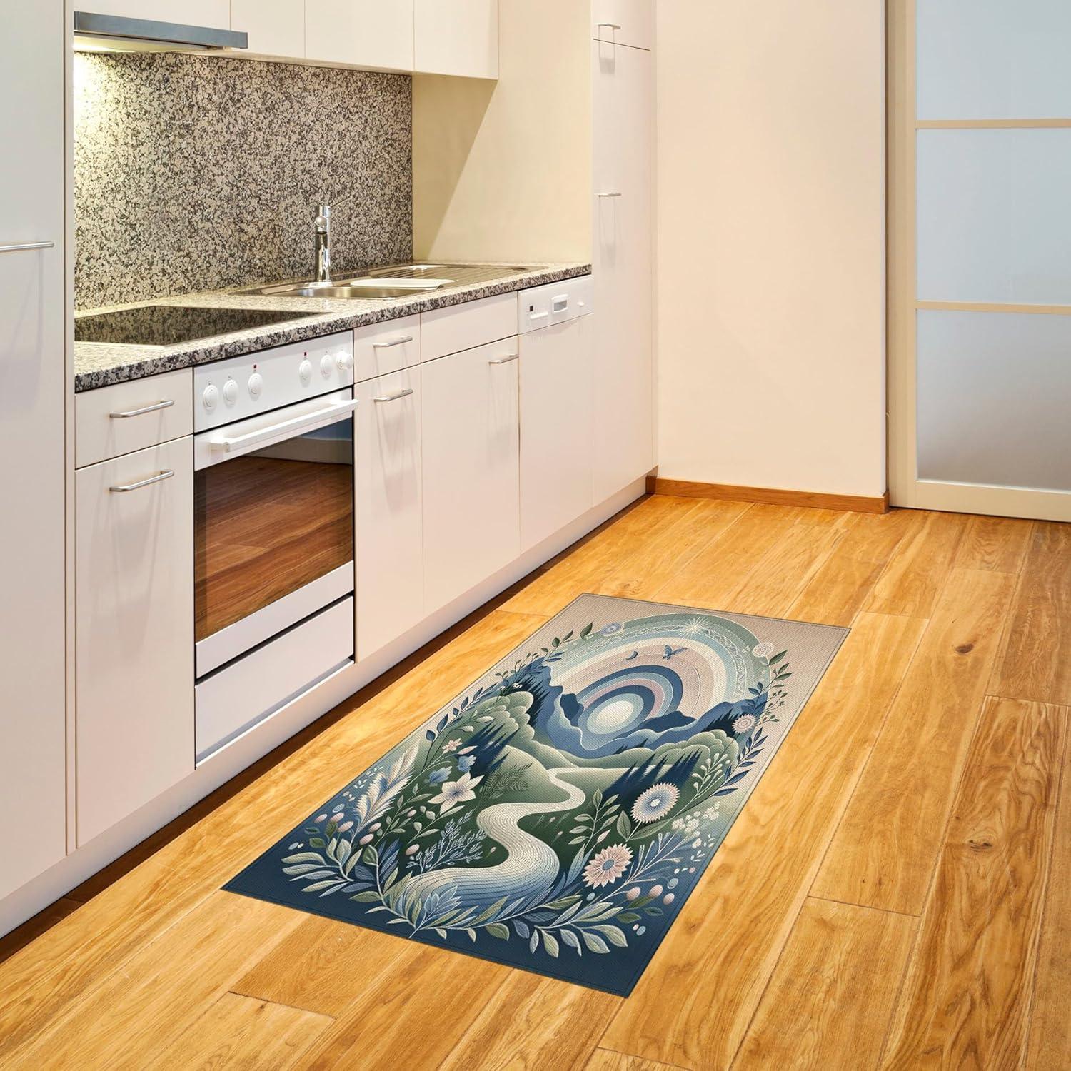 imageAmbesonne Floral Heart Area Rug Tenderness of Romantic Garden Ivy Branches and Roses Valentines Day Flat Woven Accent Rug for Living Room Bedroom Dining Room 2 6 x 5 Laurel Green and PinkSlate Blue Reseda Green