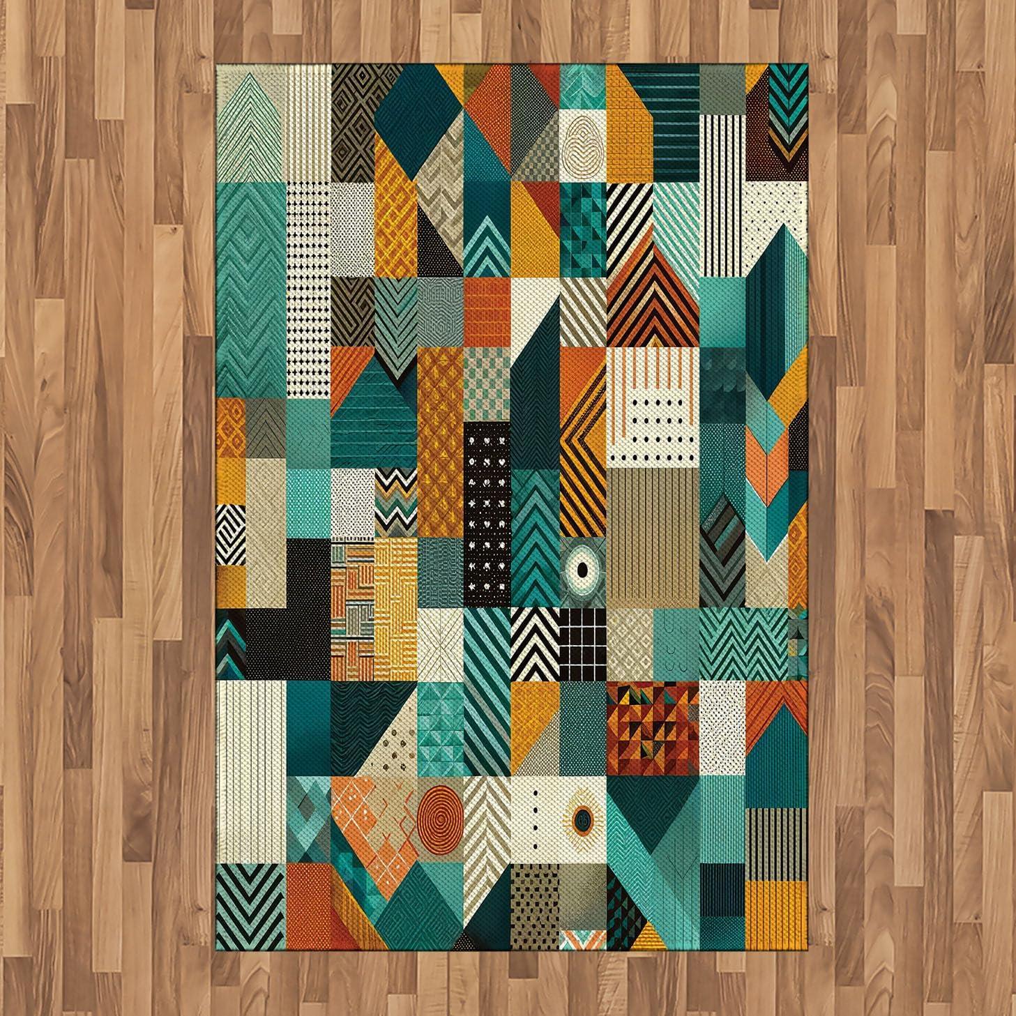 imageAmbesonne Floral Heart Area Rug Tenderness of Romantic Garden Ivy Branches and Roses Valentines Day Flat Woven Accent Rug for Living Room Bedroom Dining Room 2 6 x 5 Laurel Green and PinkTeal Orange Multicolor