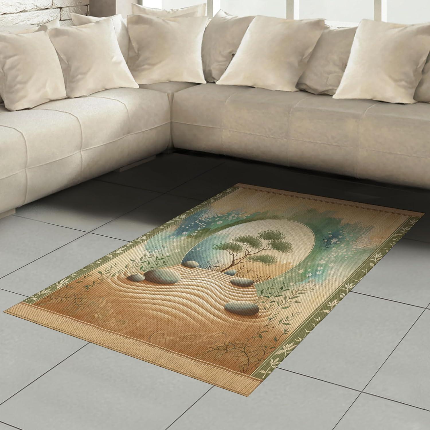imageAmbesonne Floral Heart Area Rug Tenderness of Romantic Garden Ivy Branches and Roses Valentines Day Flat Woven Accent Rug for Living Room Bedroom Dining Room 2 6 x 5 Laurel Green and PinkCamel Reseda Green Blue