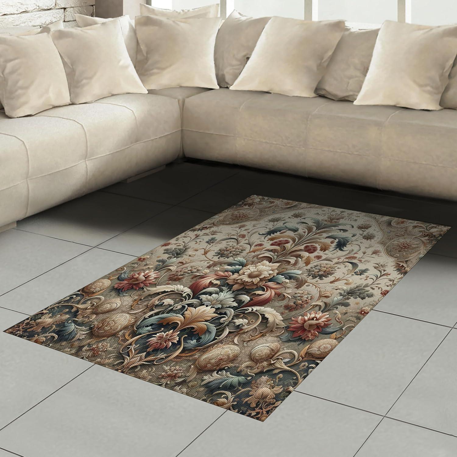 imageAmbesonne Floral Heart Area Rug Tenderness of Romantic Garden Ivy Branches and Roses Valentines Day Flat Woven Accent Rug for Living Room Bedroom Dining Room 2 6 x 5 Laurel Green and PinkTan Dark Blue and Pale Ruby