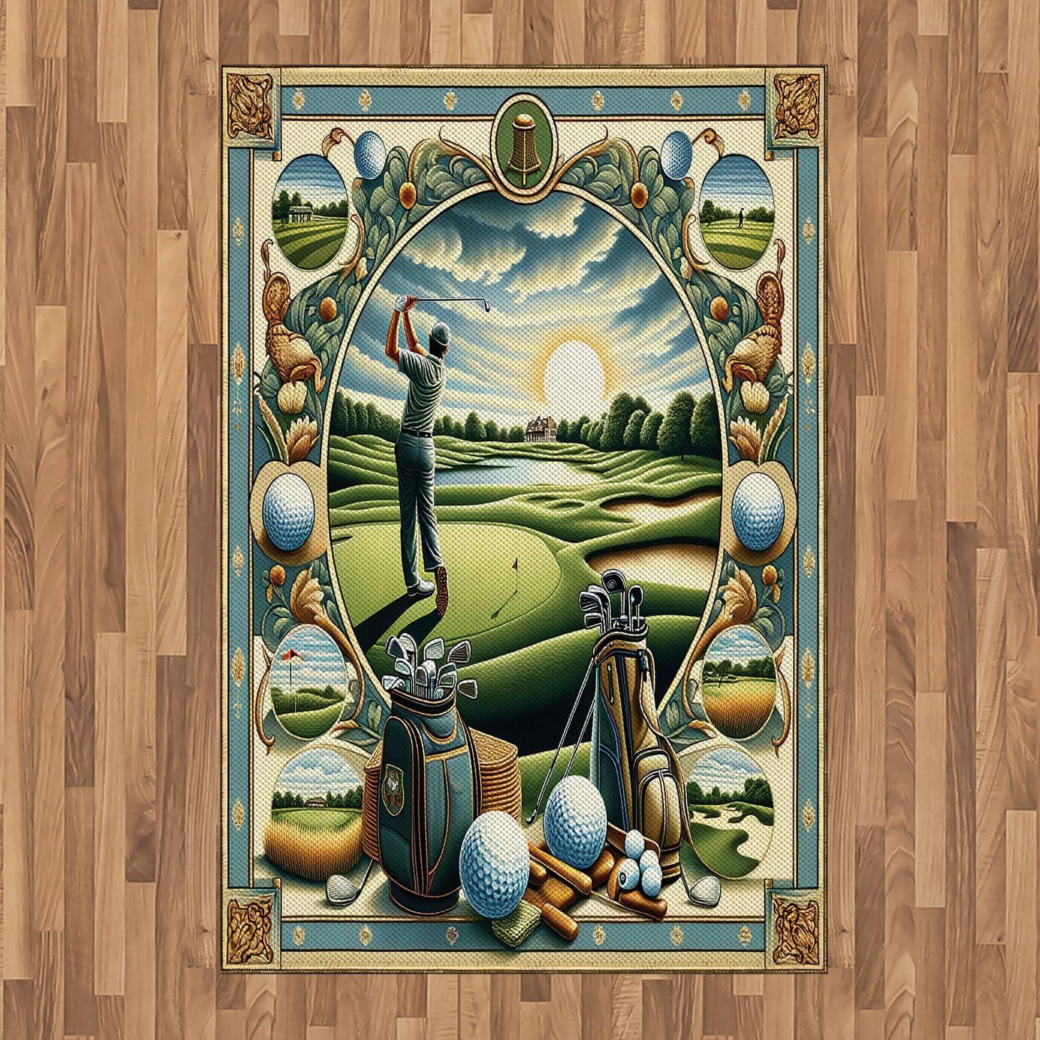 imageAmbesonne Floral Heart Area Rug Tenderness of Romantic Garden Ivy Branches and Roses Valentines Day Flat Woven Accent Rug for Living Room Bedroom Dining Room 2 6 x 5 Laurel Green and PinkFern Green Blue and Mustard