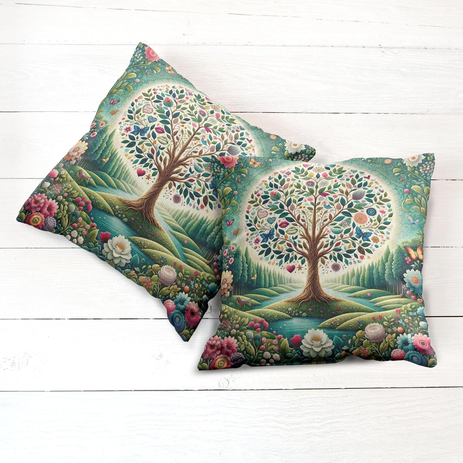 imageAmbesonne Floral Heart Decorative Throw Pillow Case Pack of 2 Tenderness of Romantic Garden Ivy Branches and Roses Valentines Day Couch Bedroom Living Room Cushion Cover 16 Laurel Green and PinkGreen Blue and Pink
