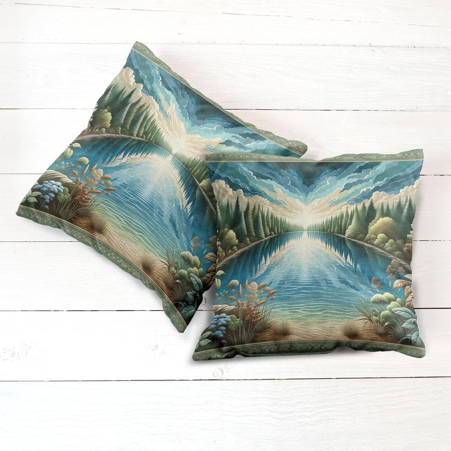 imageAmbesonne Floral Heart Decorative Throw Pillow Case Pack of 2 Tenderness of Romantic Garden Ivy Branches and Roses Valentines Day Couch Bedroom Living Room Cushion Cover 16 Laurel Green and PinkGreen Blue