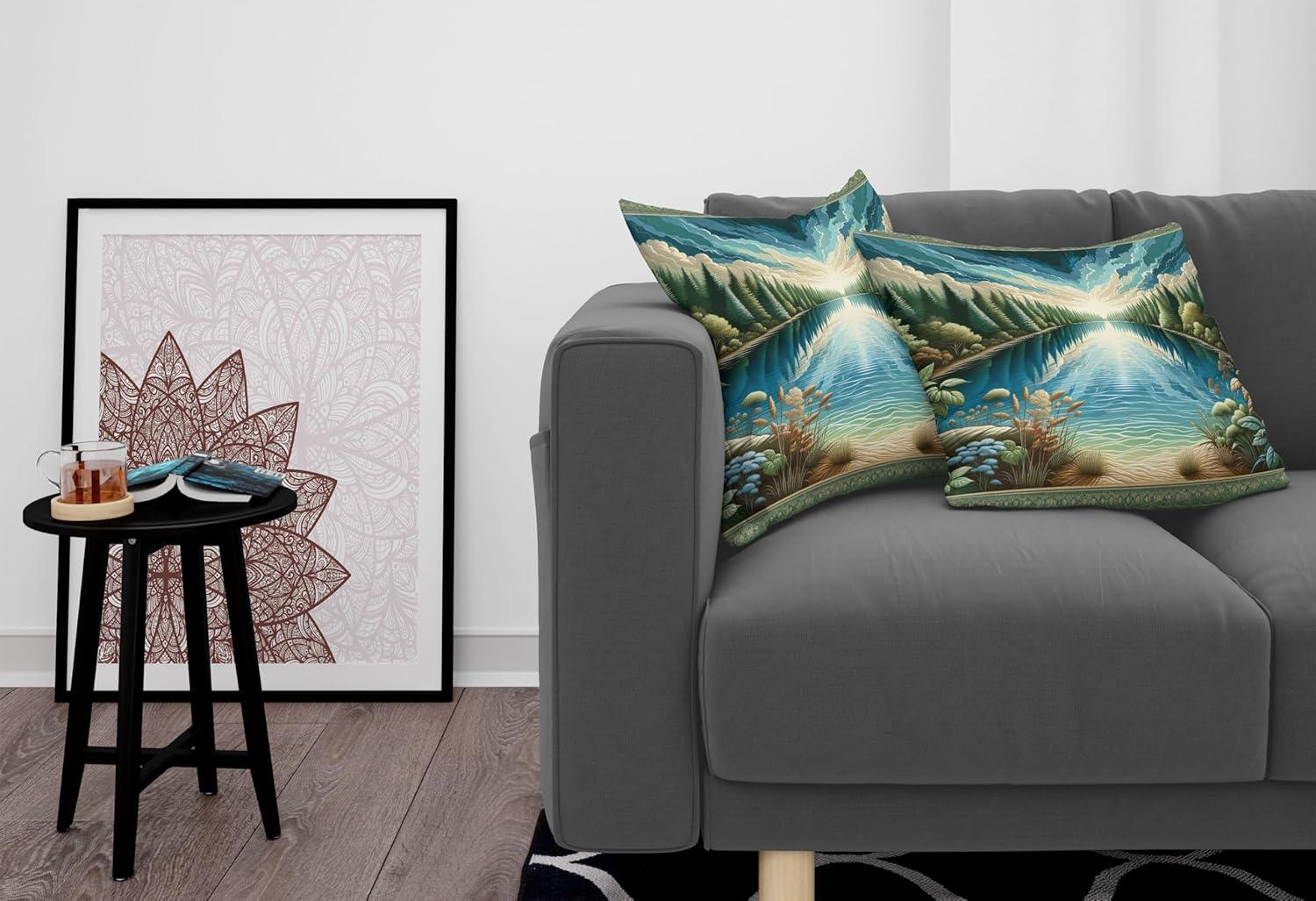 imageAmbesonne Floral Heart Decorative Throw Pillow Case Pack of 2 Tenderness of Romantic Garden Ivy Branches and Roses Valentines Day Couch Bedroom Living Room Cushion Cover 16 Laurel Green and PinkGreen Blue