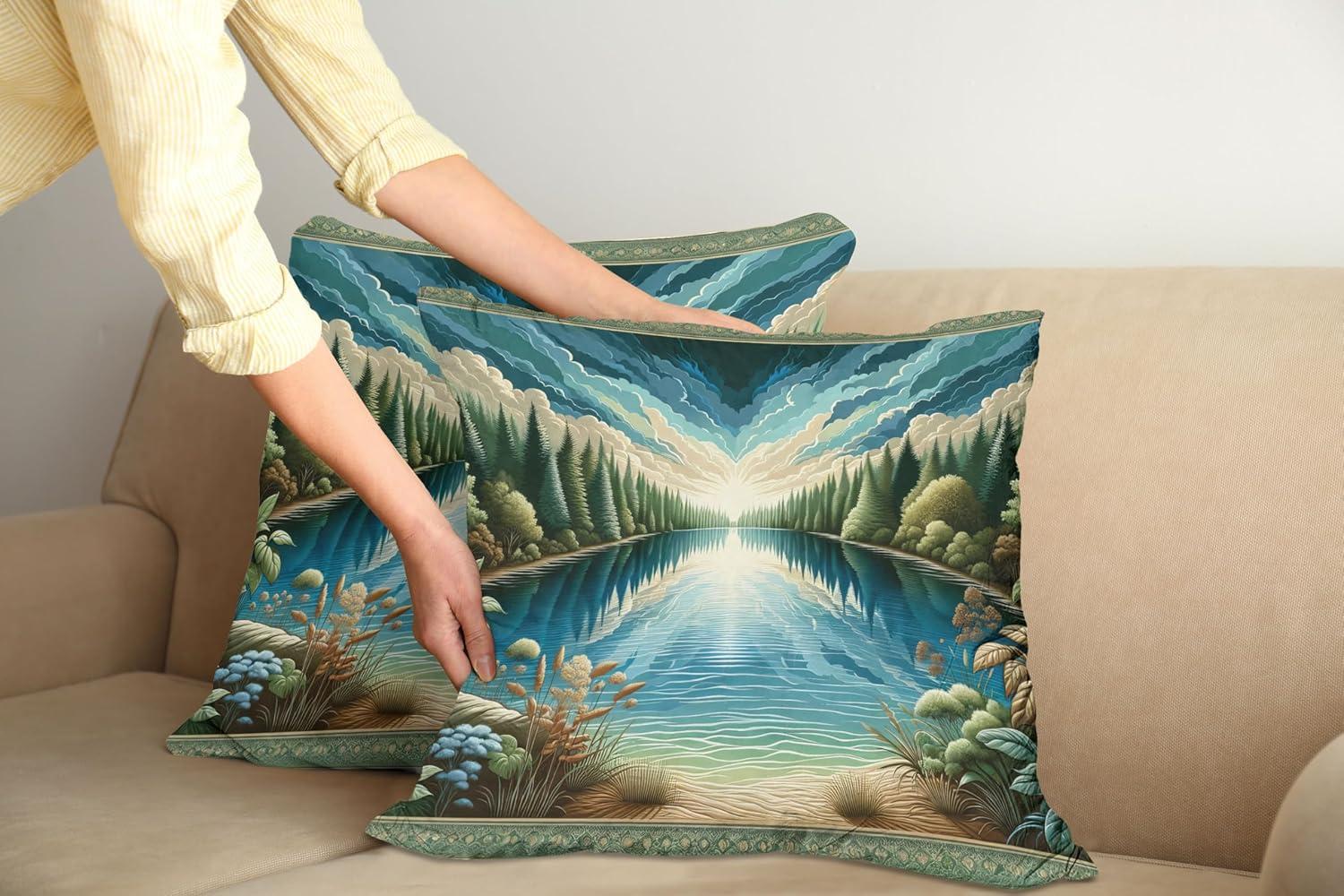 imageAmbesonne Floral Heart Decorative Throw Pillow Case Pack of 2 Tenderness of Romantic Garden Ivy Branches and Roses Valentines Day Couch Bedroom Living Room Cushion Cover 16 Laurel Green and PinkGreen Blue