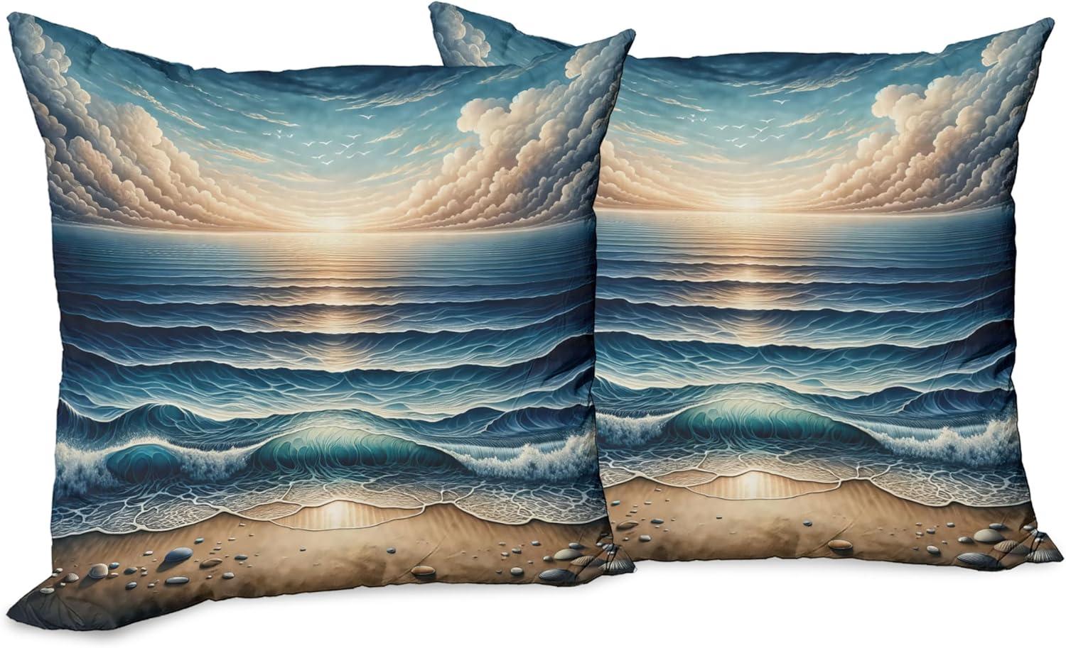 imageAmbesonne Floral Heart Decorative Throw Pillow Case Pack of 2 Tenderness of Romantic Garden Ivy Branches and Roses Valentines Day Couch Bedroom Living Room Cushion Cover 16 Laurel Green and PinkBlue Pale Brown