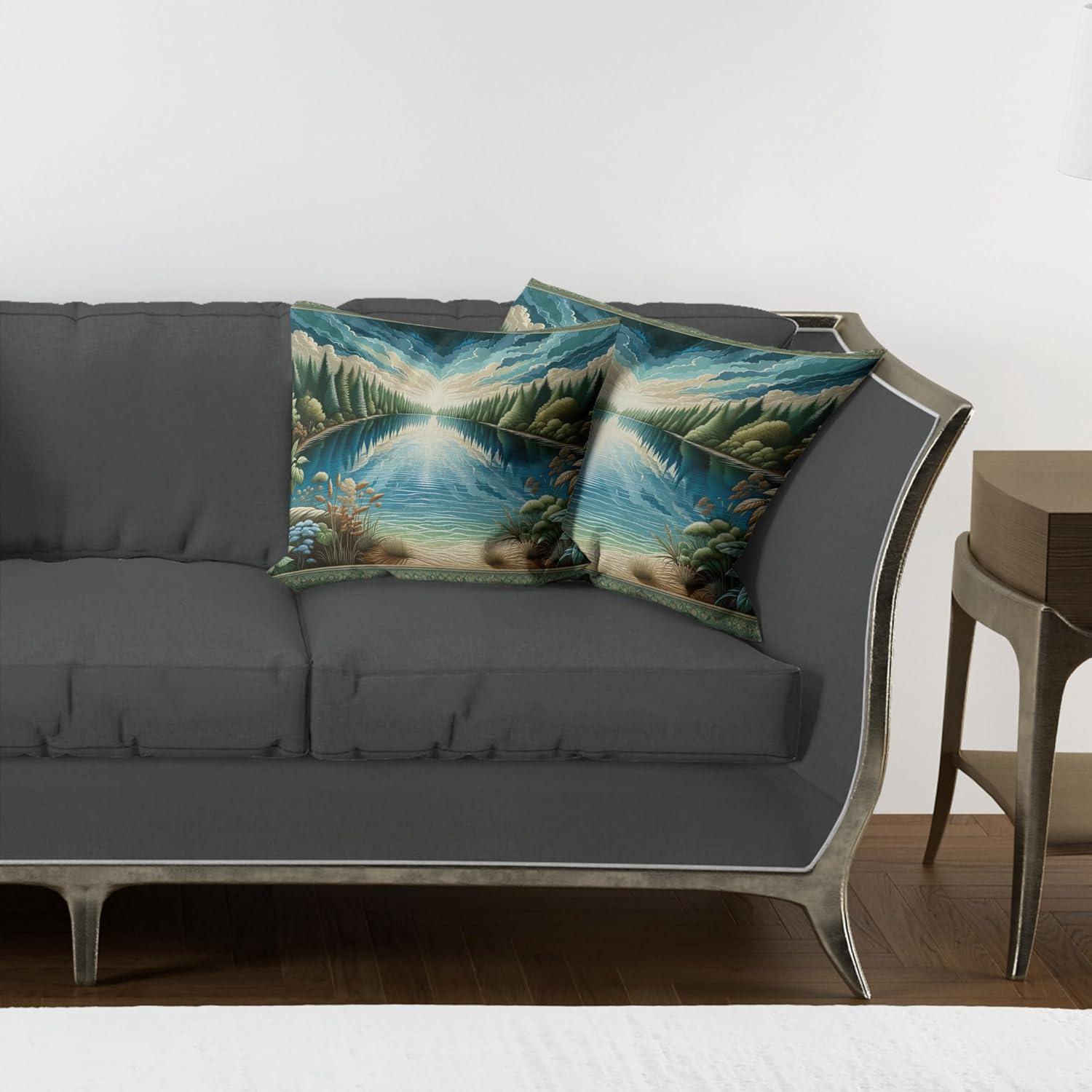 imageAmbesonne Floral Heart Decorative Throw Pillow Case Pack of 2 Tenderness of Romantic Garden Ivy Branches and Roses Valentines Day Couch Bedroom Living Room Cushion Cover 16 Laurel Green and PinkGreen Blue