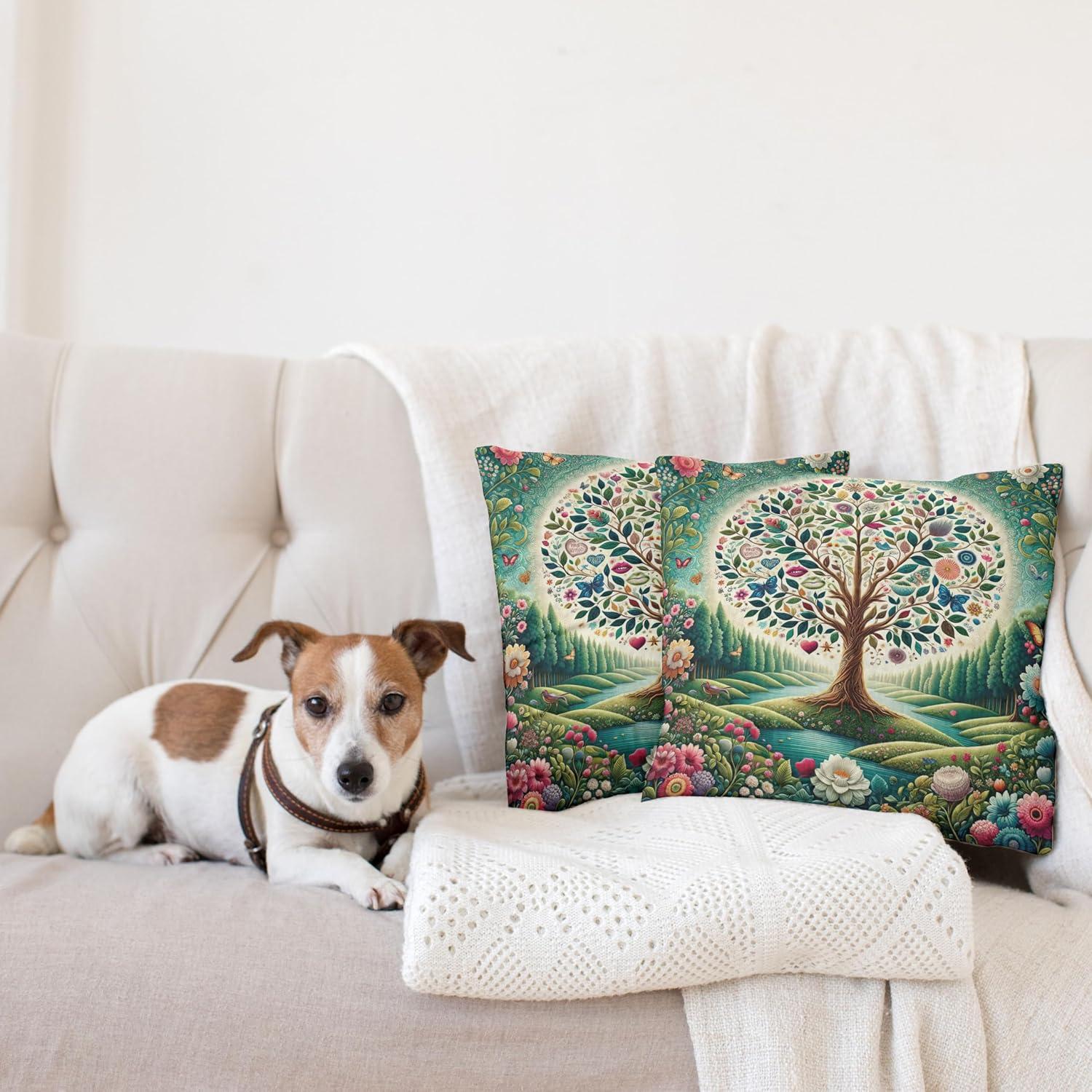 imageAmbesonne Floral Heart Decorative Throw Pillow Case Pack of 2 Tenderness of Romantic Garden Ivy Branches and Roses Valentines Day Couch Bedroom Living Room Cushion Cover 16 Laurel Green and PinkGreen Blue and Pink