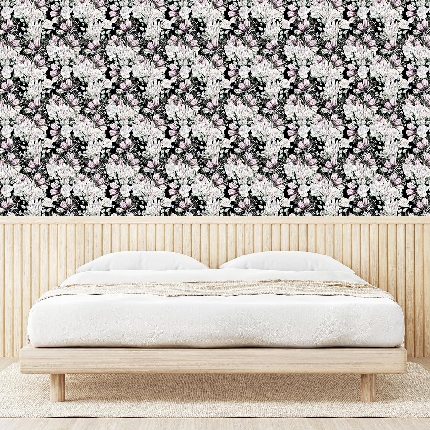 imageAmbesonne Floral Peel amp Stick Wallpaper for Home Roses Lavender Eucalyptus Watercolor Valentines Day Romantic Concept SelfAdhesive Living Room Kitchen Accent 13 x 100 Purple Grey and Off White