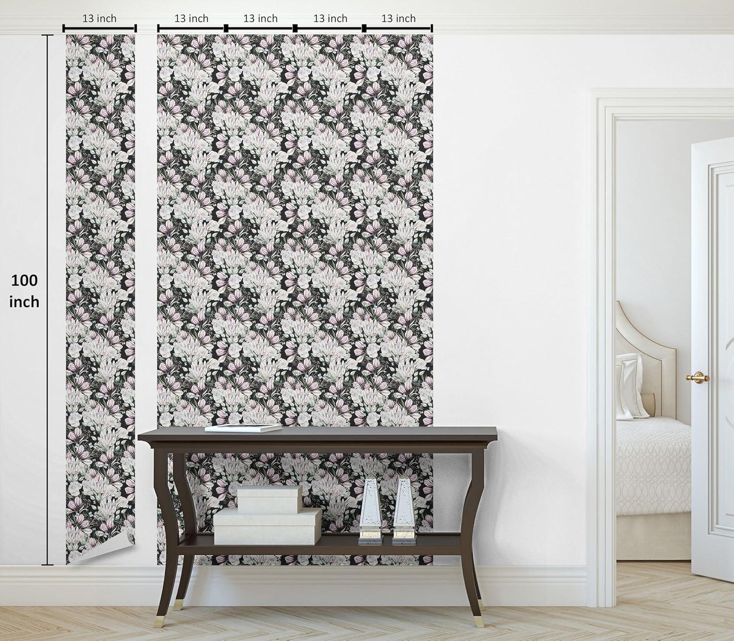 imageAmbesonne Floral Peel amp Stick Wallpaper for Home Roses Lavender Eucalyptus Watercolor Valentines Day Romantic Concept SelfAdhesive Living Room Kitchen Accent 13 x 100 Purple Grey and Off White