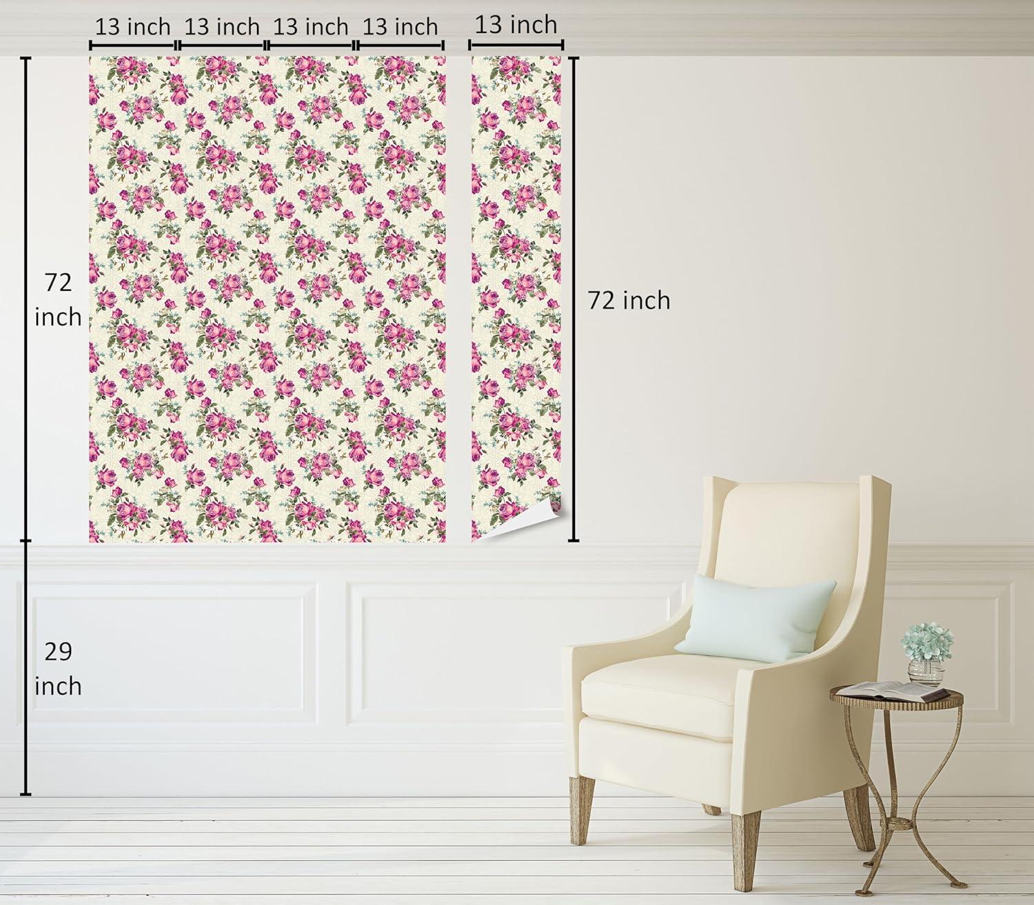 imageAmbesonne Floral Peel amp Stick Wallpaper for Home Valentines Day Theme Grunge Style Repetitive Rose Flowers Abstract SelfAdhesive Living Room Kitchen Accent 13 x 72 Pale Fuchsia and Sepia