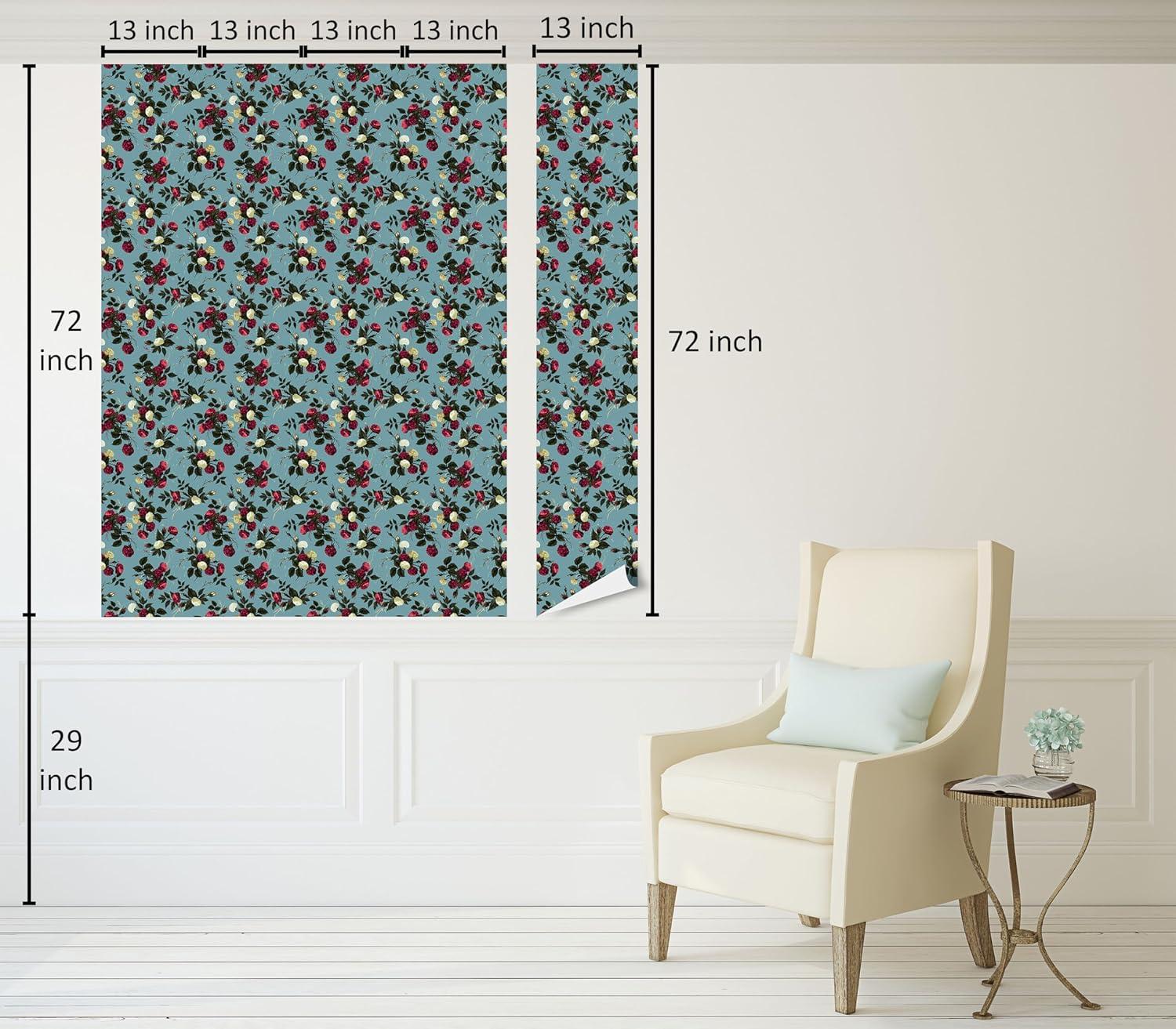 imageAmbesonne Floral Peel amp Stick Wallpaper for Home Valentines Day Theme Vintage Style Romantic Roses Pattern Plot SelfAdhesive Living Room Kitchen Accent 13 x 72 Dark Fuchsia and Slate Blue