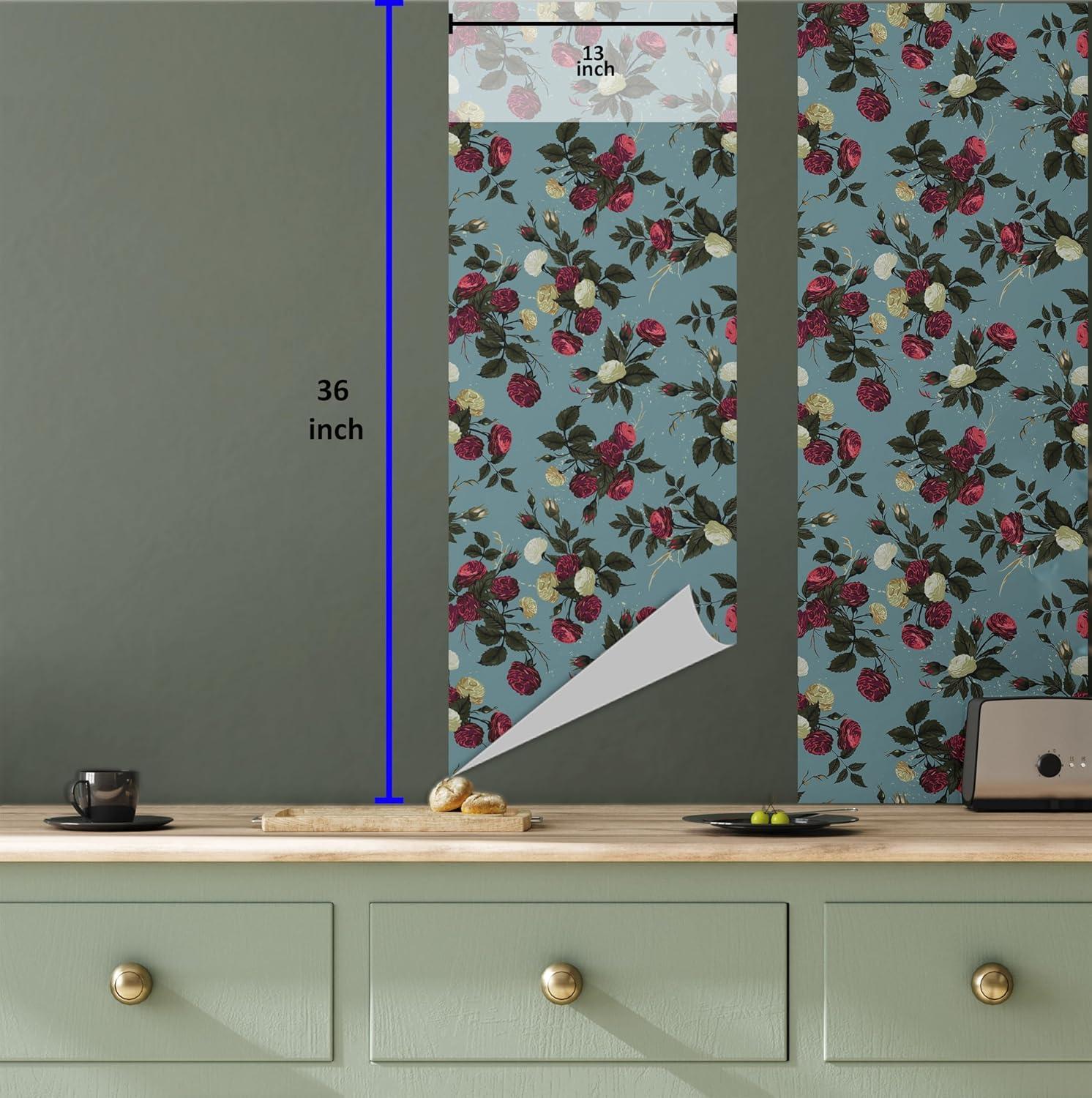 imageAmbesonne Floral Peel amp Stick Wallpaper for Home Valentines Day Theme Vintage Style Romantic Roses Pattern Plot SelfAdhesive Living Room Kitchen Accent 13 x 36 Dark Fuchsia and Slate Blue