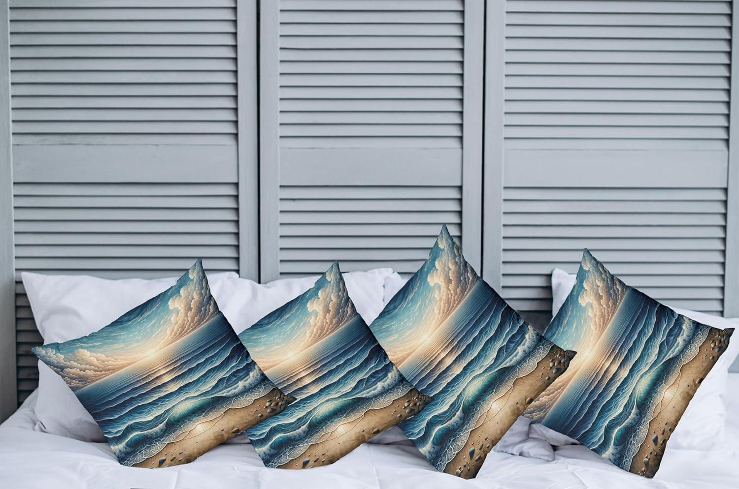 imageAmbesonne Frog Decorative Throw Pillow Case Pack of 4 Valentines Day Croaker Couple Enjoying a Romantic Dinner Art Whimsical Cushion Cover for Couch Living Room Car 20 Fern Green White BrownBlue Pale Brown