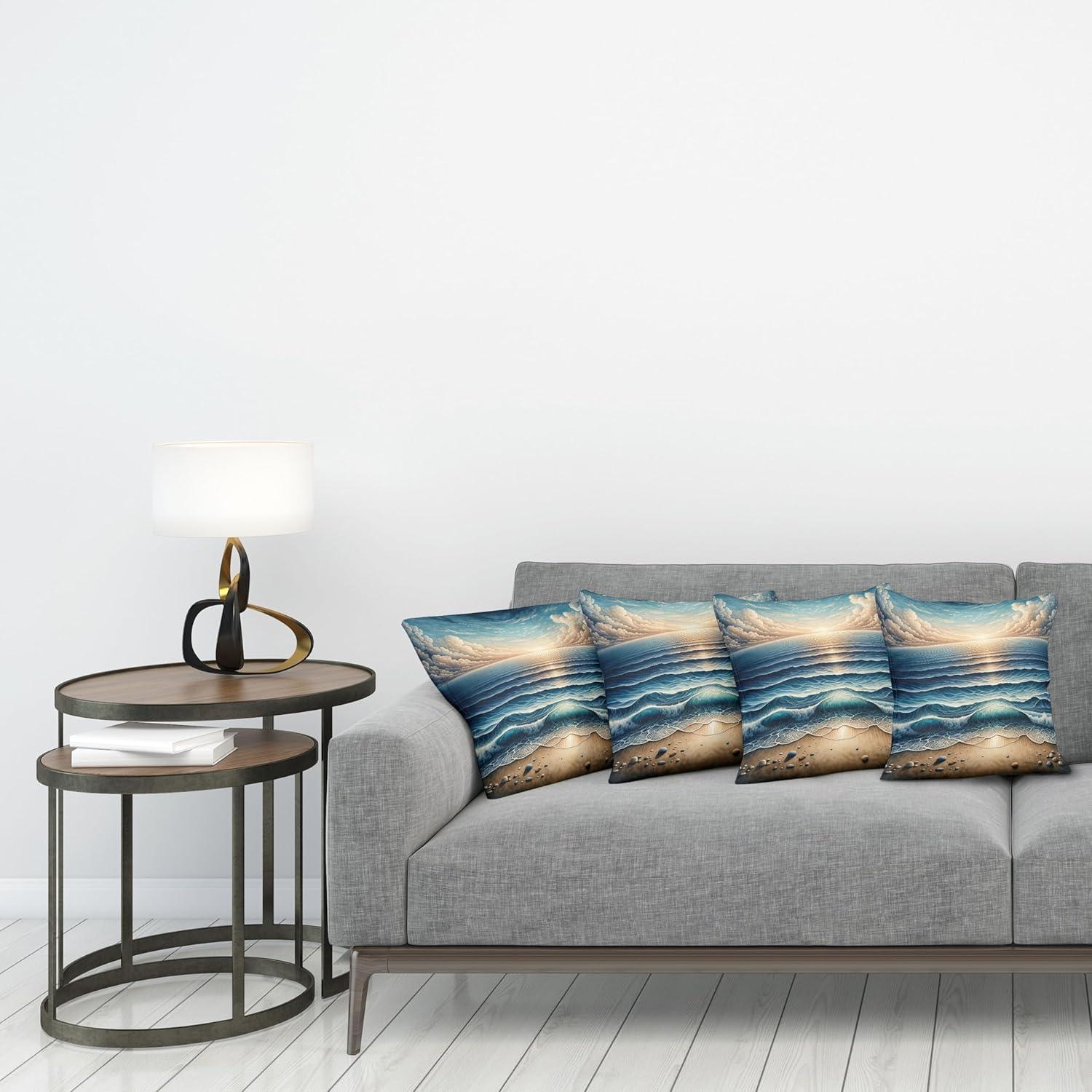 imageAmbesonne Frog Decorative Throw Pillow Case Pack of 4 Valentines Day Croaker Couple Enjoying a Romantic Dinner Art Whimsical Cushion Cover for Couch Living Room Car 20 Fern Green White BrownBlue Pale Brown