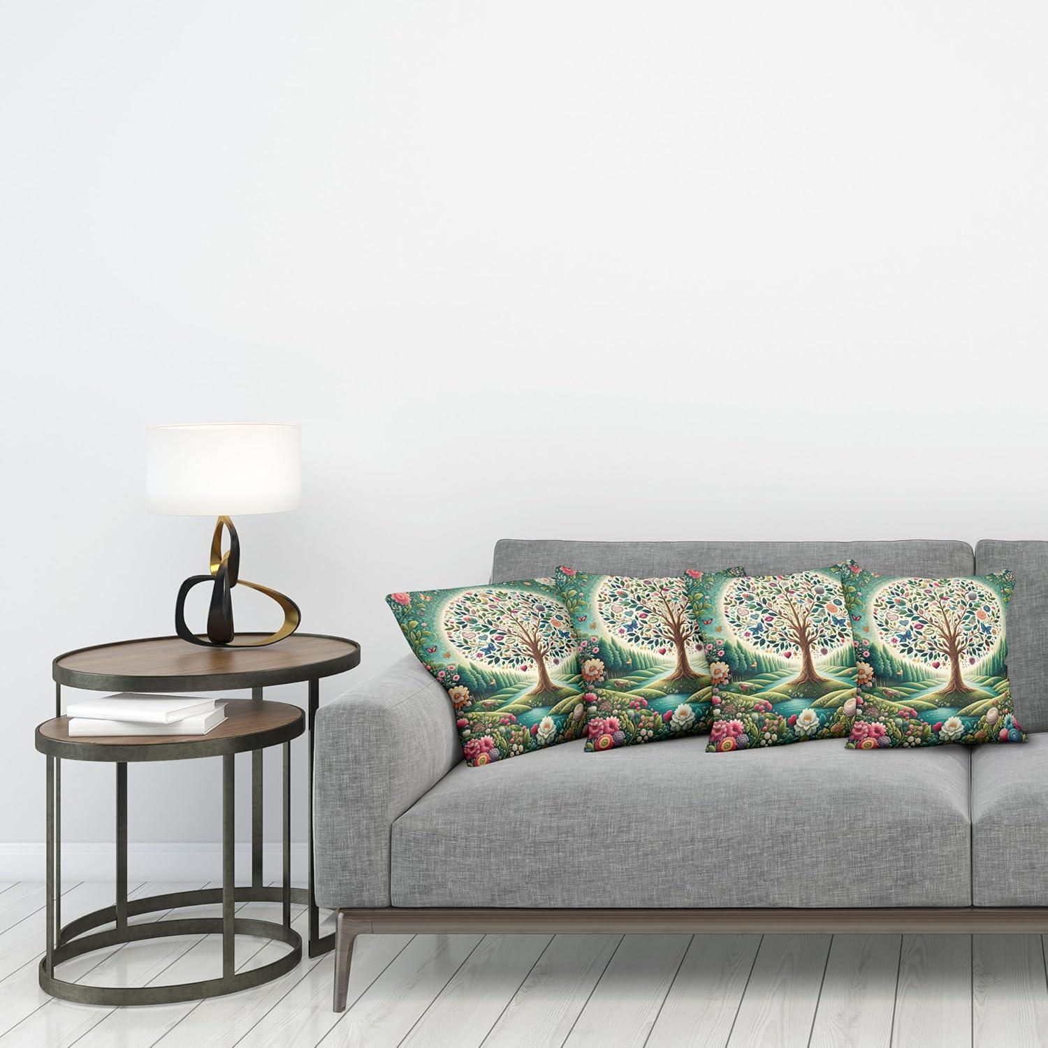 imageAmbesonne Frog Decorative Throw Pillow Case Pack of 4 Valentines Day Croaker Couple Enjoying a Romantic Dinner Art Whimsical Cushion Cover for Couch Living Room Car 20 Fern Green White BrownGreen Blue and Pink