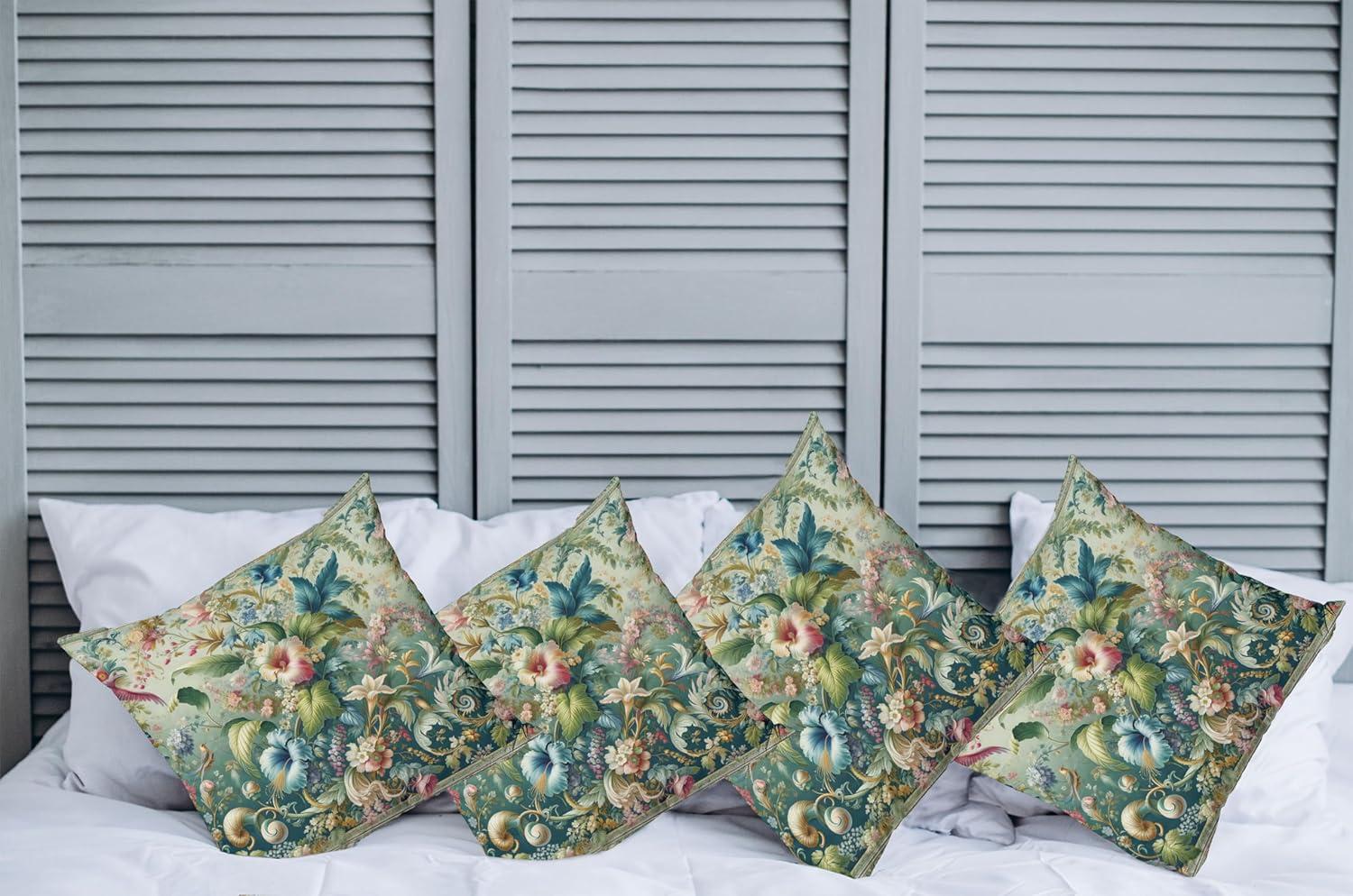 imageAmbesonne Frog Decorative Throw Pillow Case Pack of 4 Valentines Day Croaker Couple Enjoying a Romantic Dinner Art Whimsical Cushion Cover for Couch Living Room Car 20 Fern Green White BrownGreen Multicolor