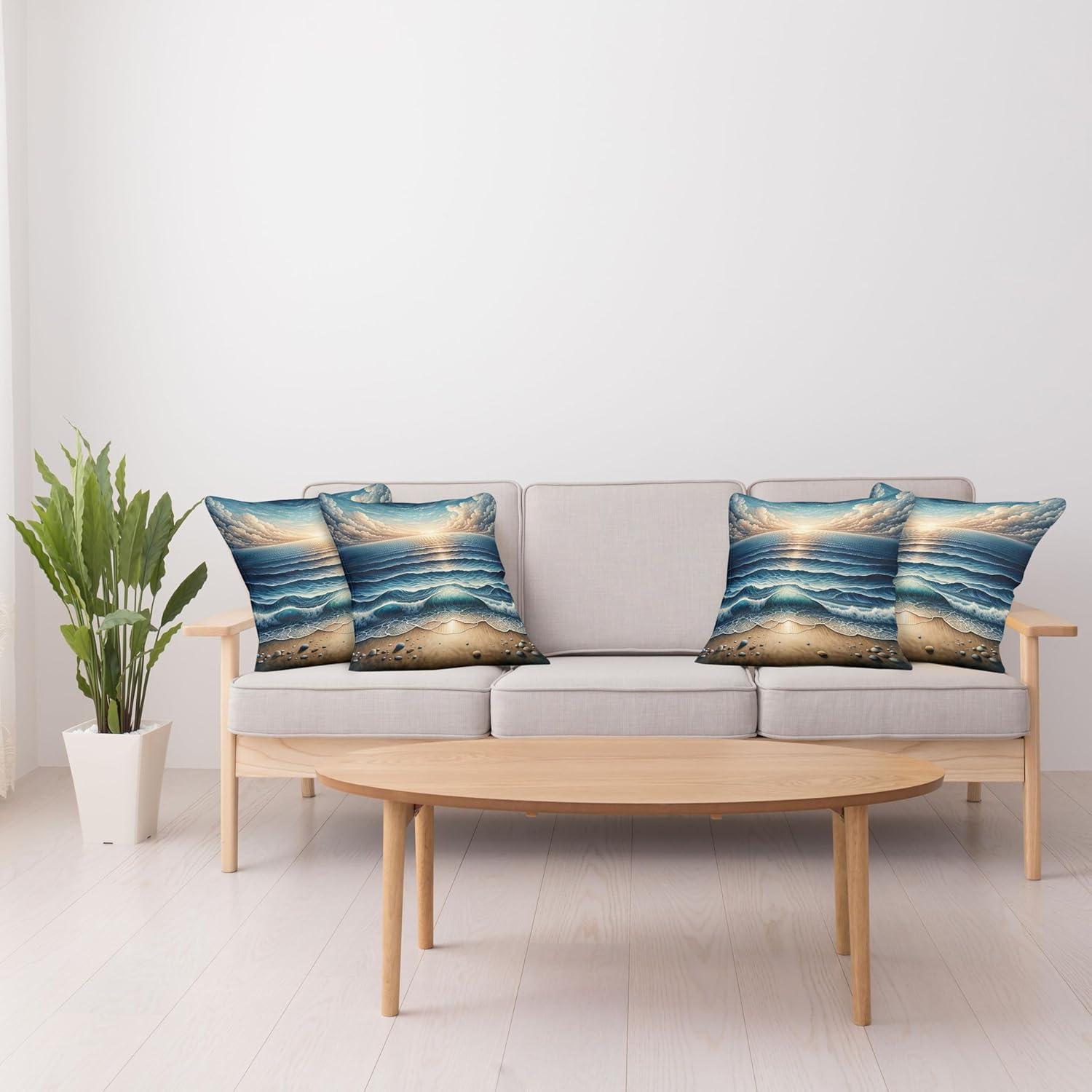 imageAmbesonne Frog Decorative Throw Pillow Case Pack of 4 Valentines Day Croaker Couple Enjoying a Romantic Dinner Art Whimsical Cushion Cover for Couch Living Room Car 20 Fern Green White BrownBlue Pale Brown