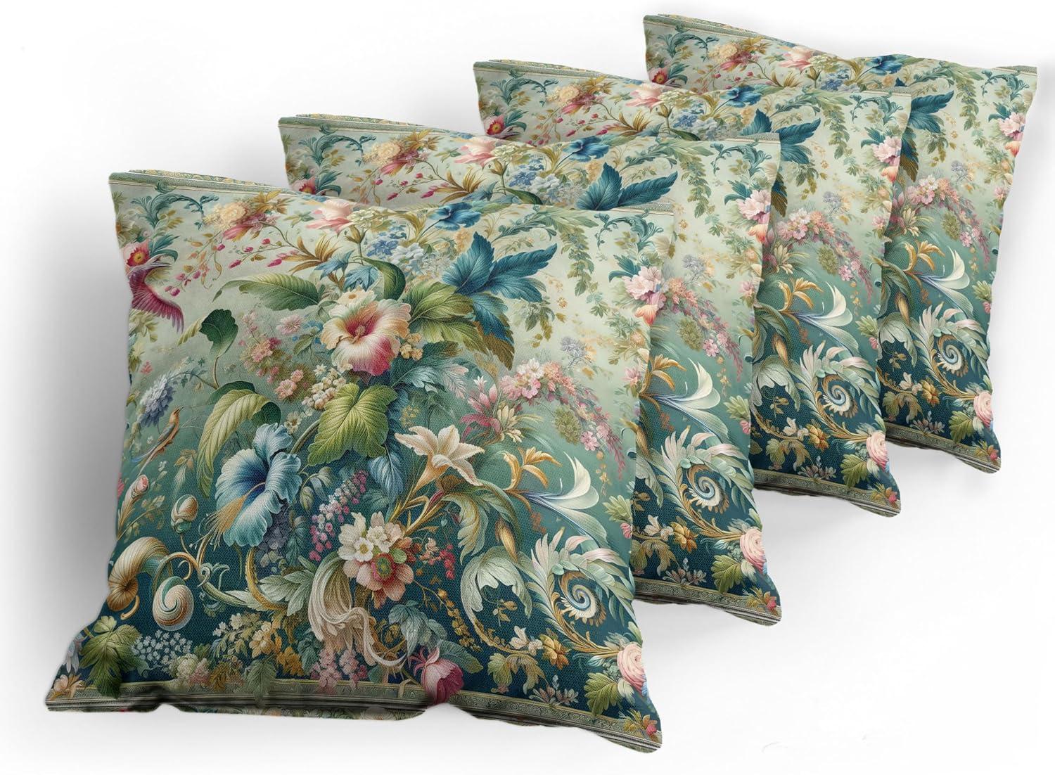imageAmbesonne Frog Decorative Throw Pillow Case Pack of 4 Valentines Day Croaker Couple Enjoying a Romantic Dinner Art Whimsical Cushion Cover for Couch Living Room Car 20 Fern Green White BrownGreen Multicolor