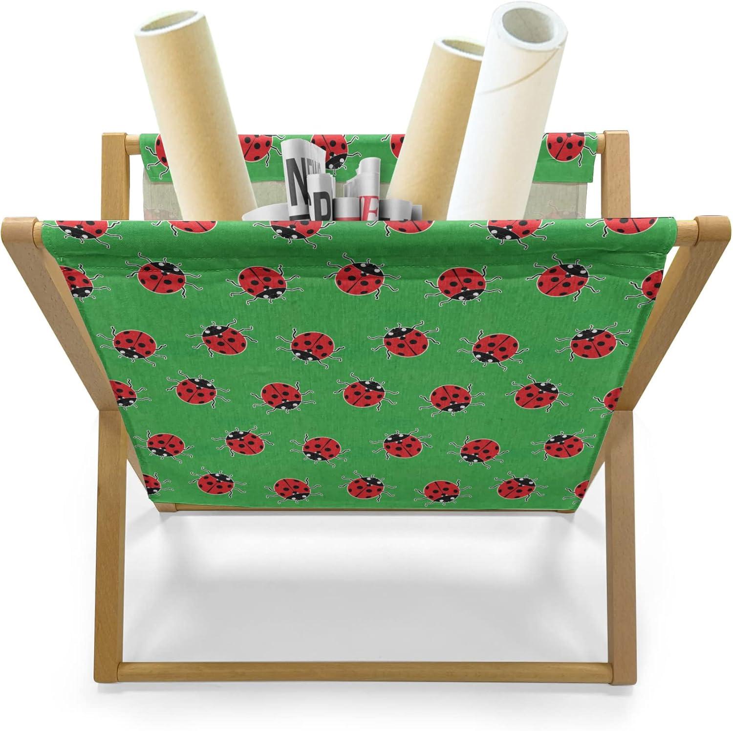 imageAmbesonne Heart Magazine and Book Holder Valentines Days Theme Romance Pattern in Simplistic Style Rhythmic Decorative Floor Rack Organizer for Living Room 22x19 Pale Pink Dark TaupeFern Green Dark Coral