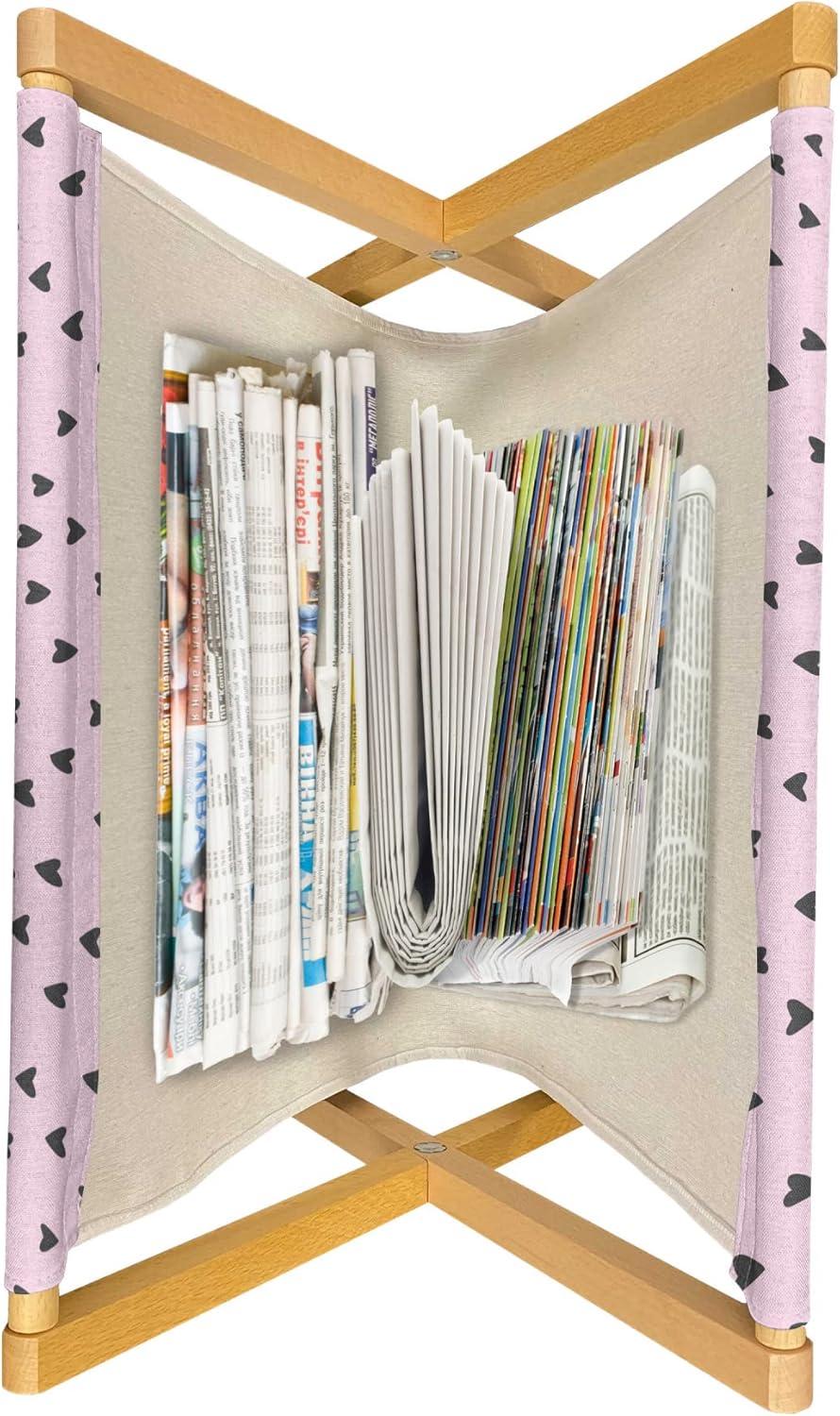 imageAmbesonne Heart Magazine and Book Holder Valentines Days Theme Romance Pattern in Simplistic Style Rhythmic Decorative Floor Rack Organizer for Living Room 22x19 Pale Pink Dark TaupePale Pink Dark Taupe