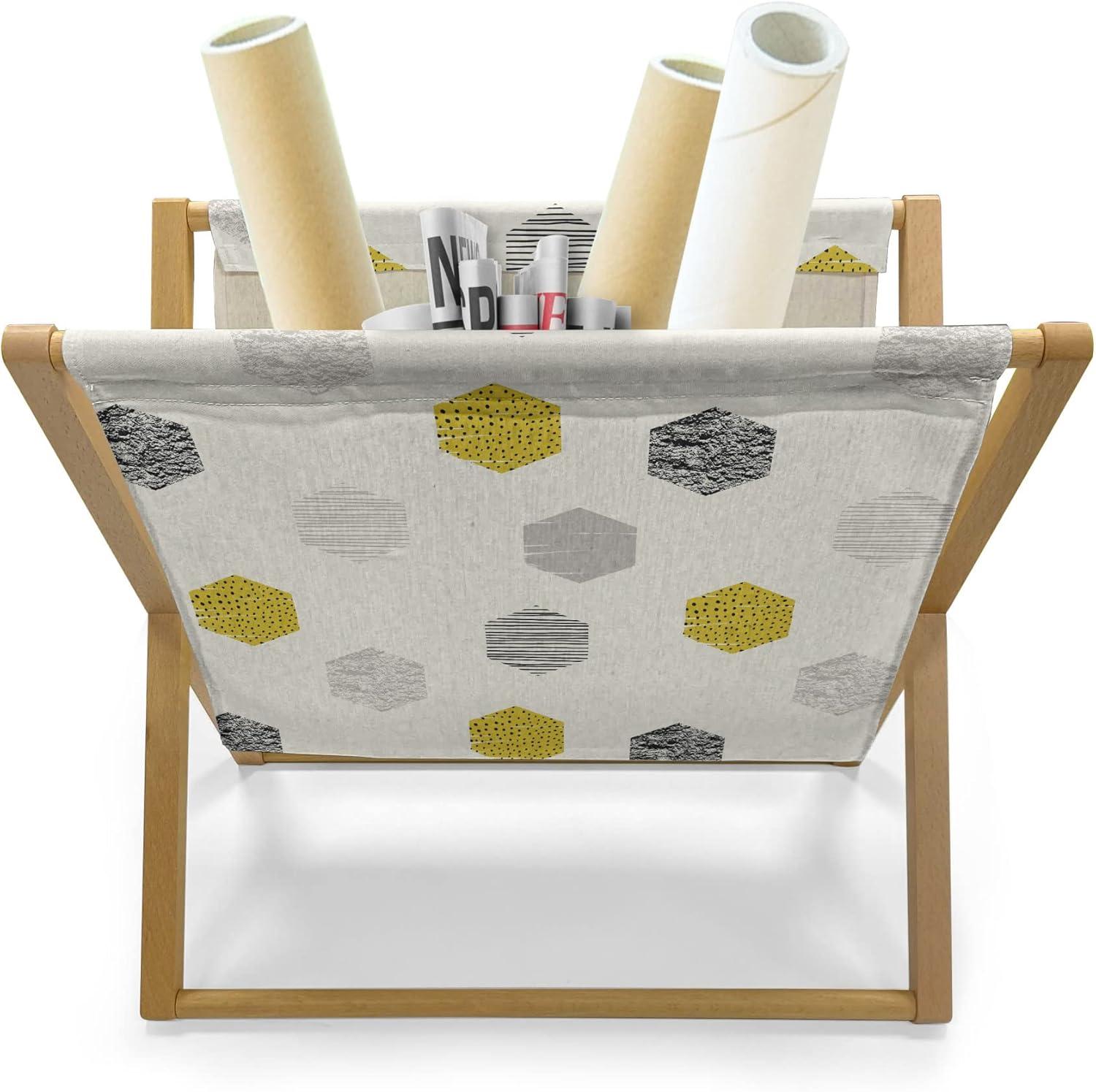 imageAmbesonne Heart Magazine and Book Holder Valentines Days Theme Romance Pattern in Simplistic Style Rhythmic Decorative Floor Rack Organizer for Living Room 22x19 Pale Pink Dark TaupeIvory Dark Yellow