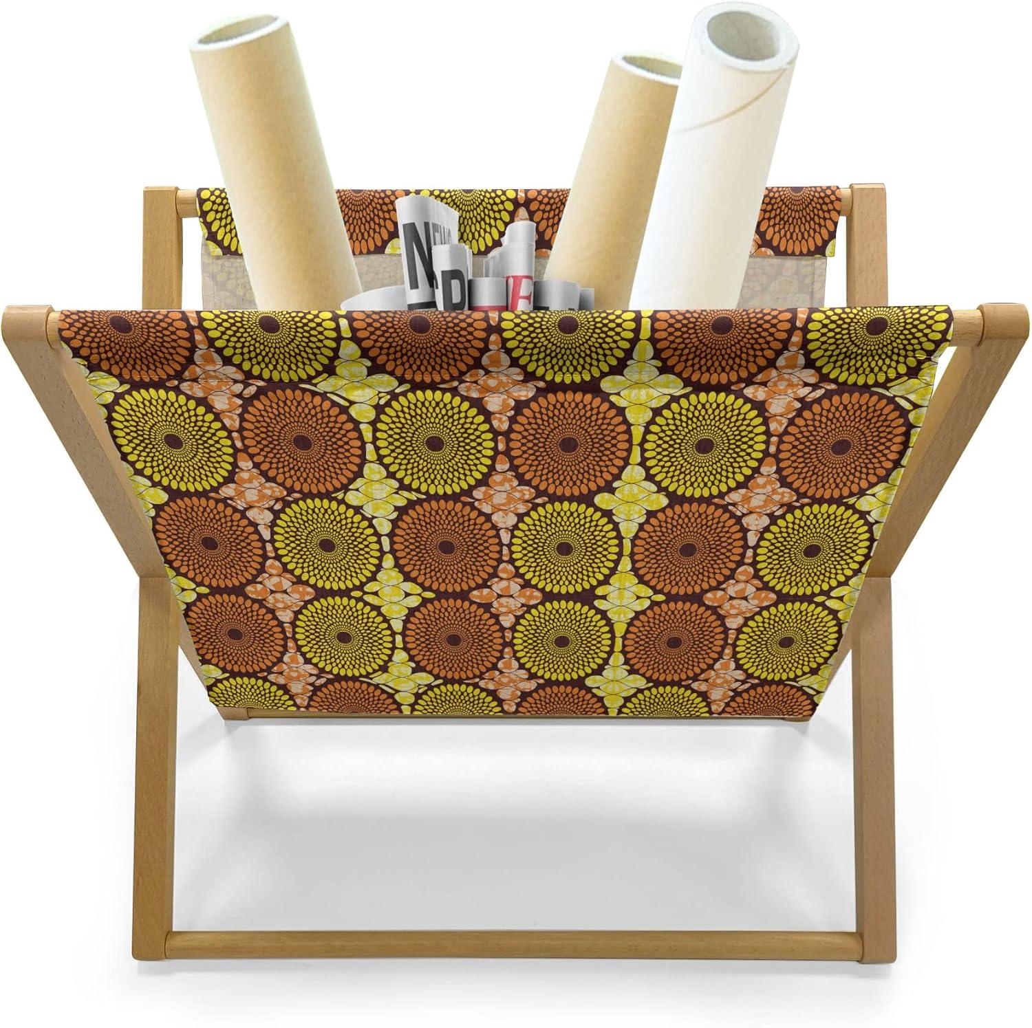 imageAmbesonne Heart Magazine and Book Holder Valentines Days Theme Romance Pattern in Simplistic Style Rhythmic Decorative Floor Rack Organizer for Living Room 22x19 Pale Pink Dark TaupeYellow Dark Orange