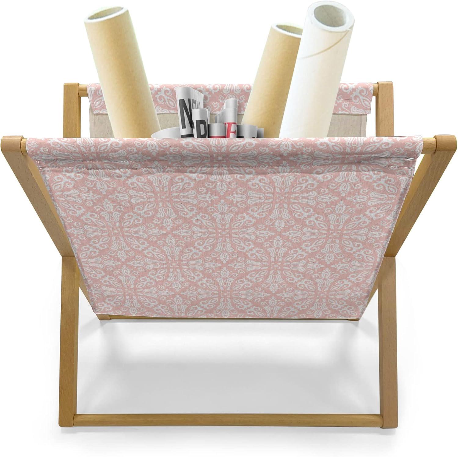 imageAmbesonne Romantic Magazine and Book Holder Valentines Day Heart Shaped Balloons Celebration Birthday Theme Decorative Floor Rack Organizer for Living Room 22x19 Pink and WhiteBlush and White