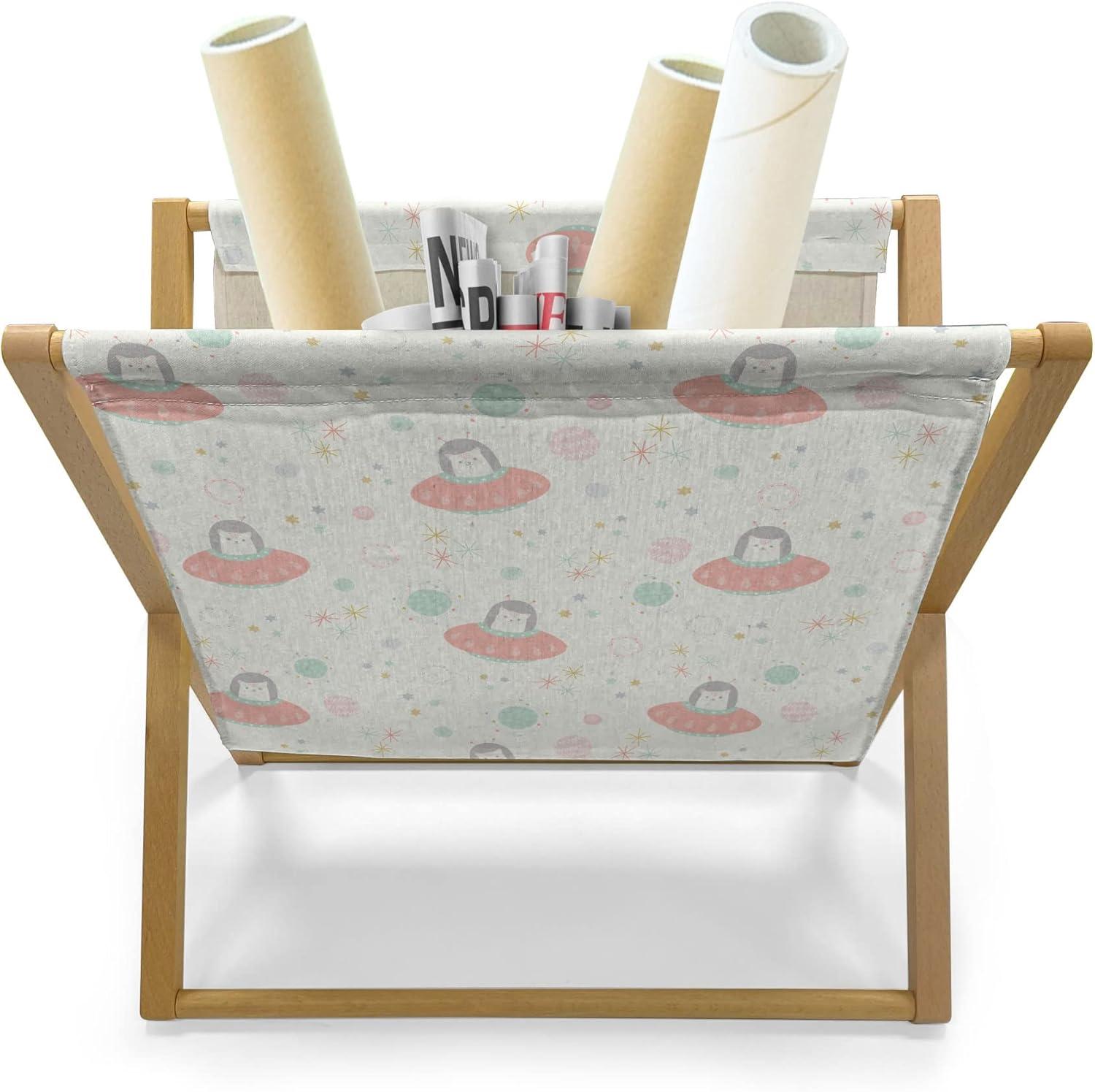 imageAmbesonne Romantic Magazine and Book Holder Valentines Day Heart Shaped Balloons Celebration Birthday Theme Decorative Floor Rack Organizer for Living Room 22x19 Pink and WhiteEggshell Multicolor