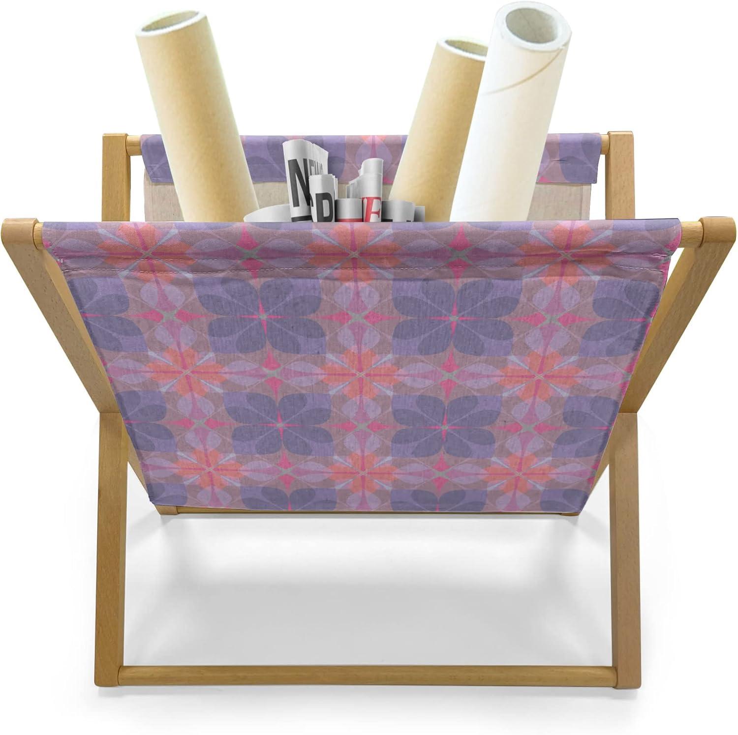 imageAmbesonne Romantic Magazine and Book Holder Valentines Day LowPoly Art Deco Heart Shapes and Inner Stripes Celebration Decorative Floor Rack Organizer for Living Room 22x19 Pink Grey PearlCeil Blue Mauve and Coral