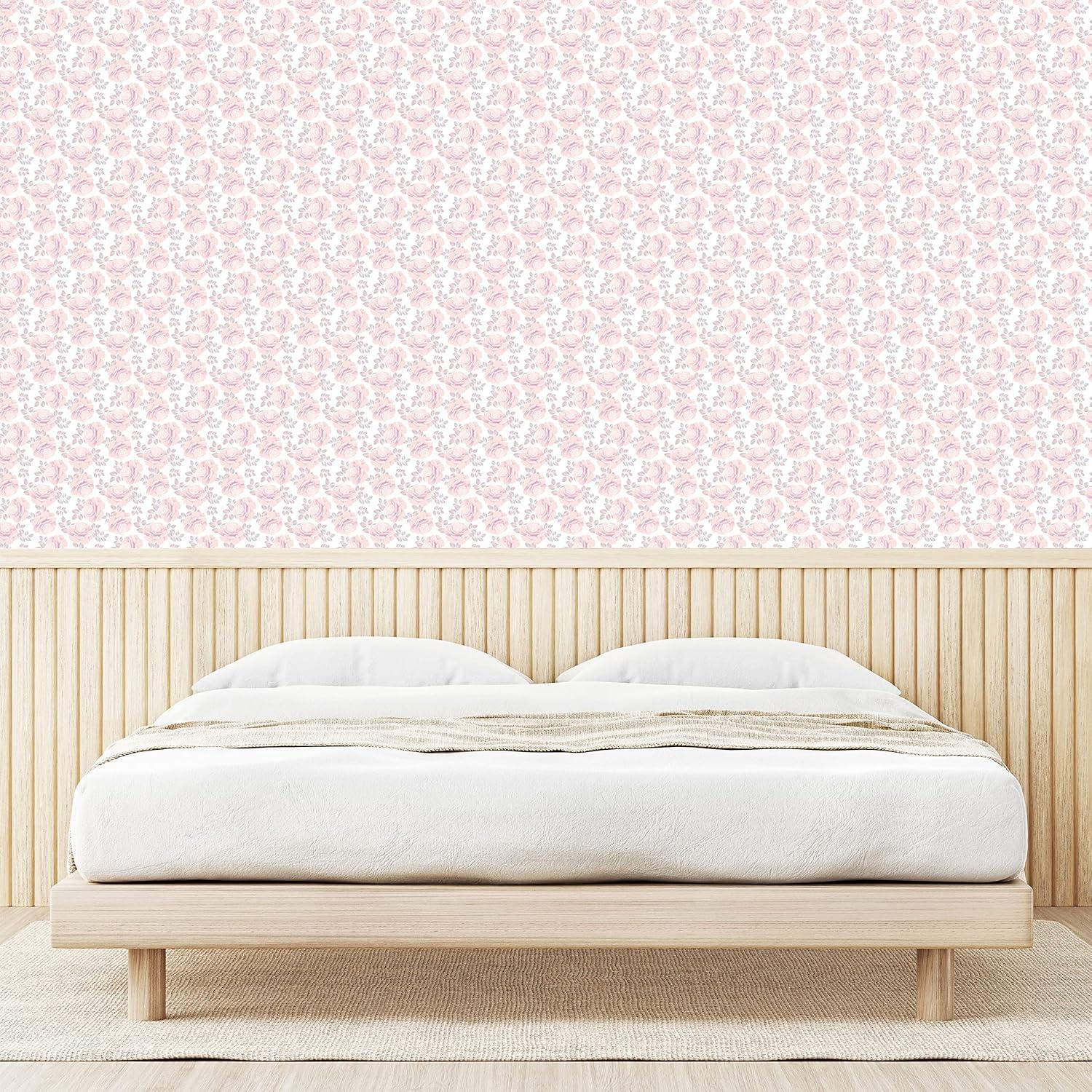 imageAmbesonne Roses Peel amp Stick Wallpaper for Home Romantic Valentines Day Pattern in Pastel Tones SelfAdhesive Living Room Kitchen Accent 13 x 100 Rose Mauve