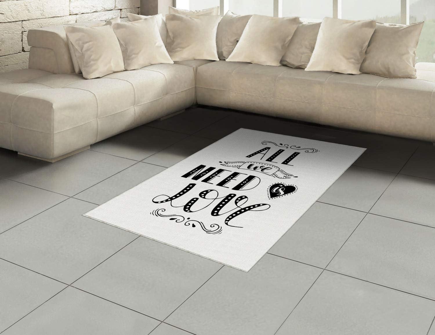 imageAmbesonne Saying Area Rug All We Need is Love Phrase Inspirational Message Valentines Day Concept Flat Woven Accent Rug for Living Room Bedroom Dining Room 2 6 x 5 Charcoal Grey WhiteCharcoal Grey White