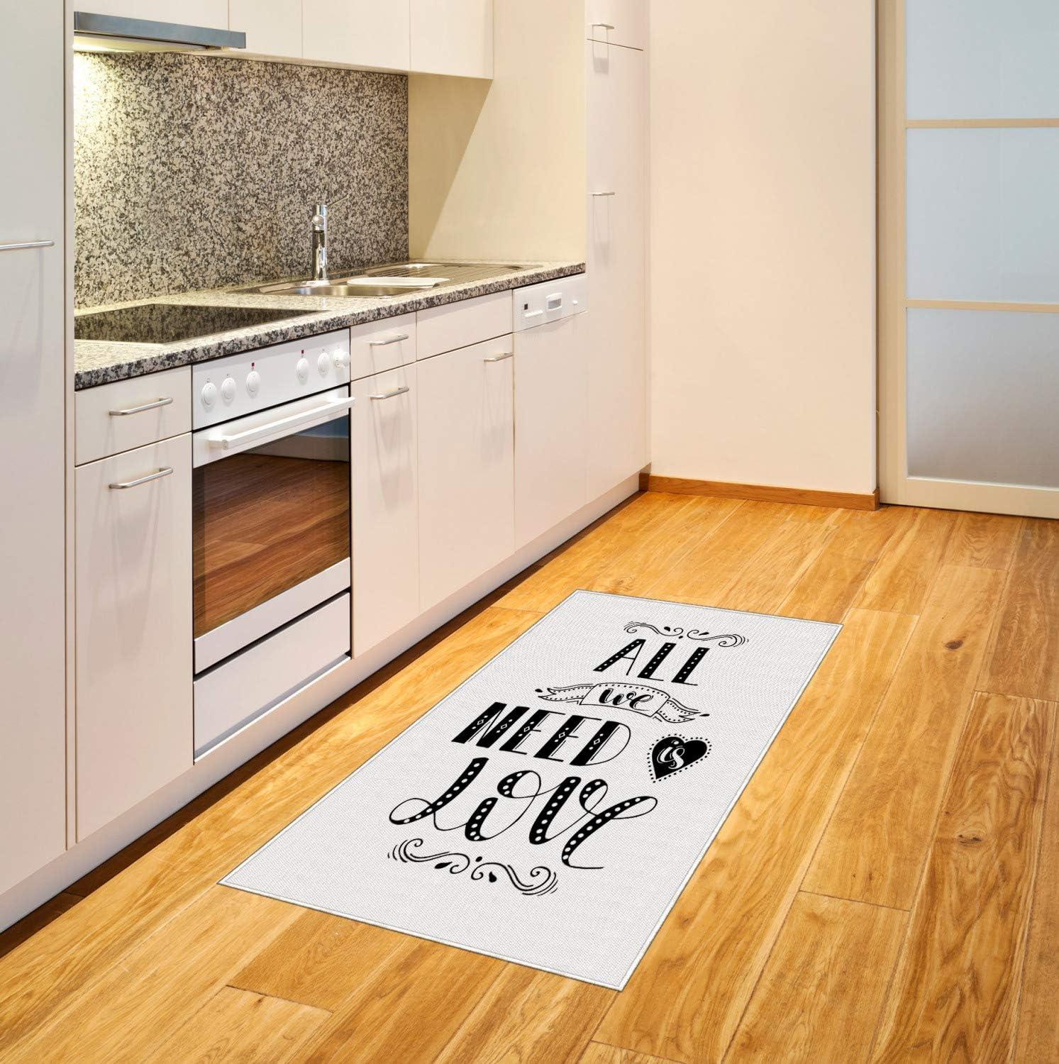 imageAmbesonne Saying Area Rug All We Need is Love Phrase Inspirational Message Valentines Day Concept Flat Woven Accent Rug for Living Room Bedroom Dining Room 2 6 x 5 Charcoal Grey WhiteCharcoal Grey White