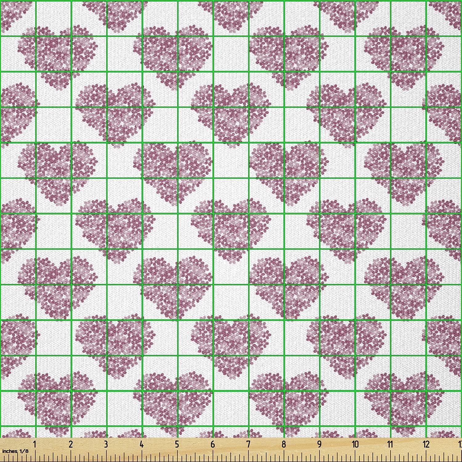 imageAmbesonne Spring Fabric by The Yard Blossoms Forms Heart Shapes Valentines Day Orderly Repeated Illustration Stretch Knit Fabric for Clothing Sewing and Arts Crafts 3 Yards White Pale FuchsiaWhite Pale Fuchsia