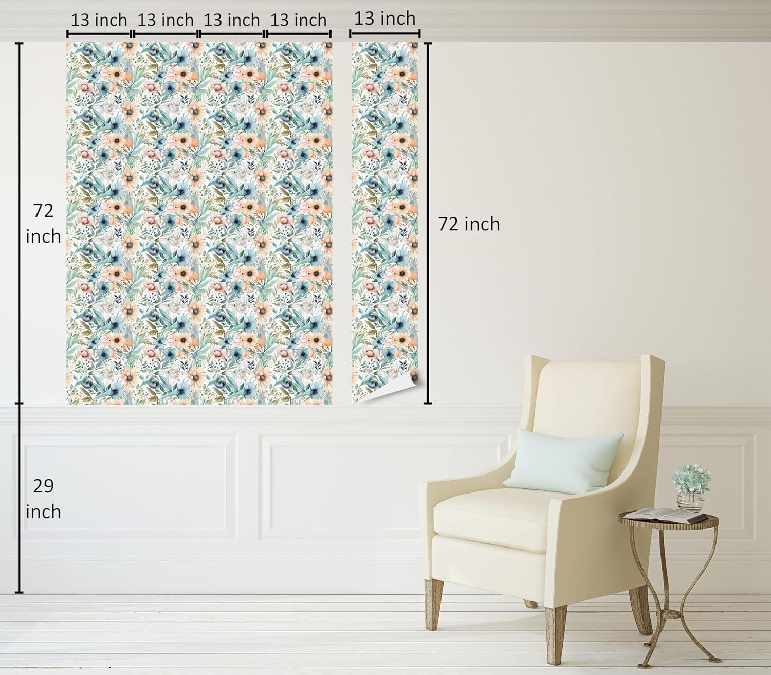 imageAmbesonne Spring Floral Peel amp Stick Wallpaper for Home Valentines Day Concept Romantic Garden Flowers with Leaves Greenery SelfAdhesive Living Room Kitchen Accent 13 x 72 Seafoam Peach White