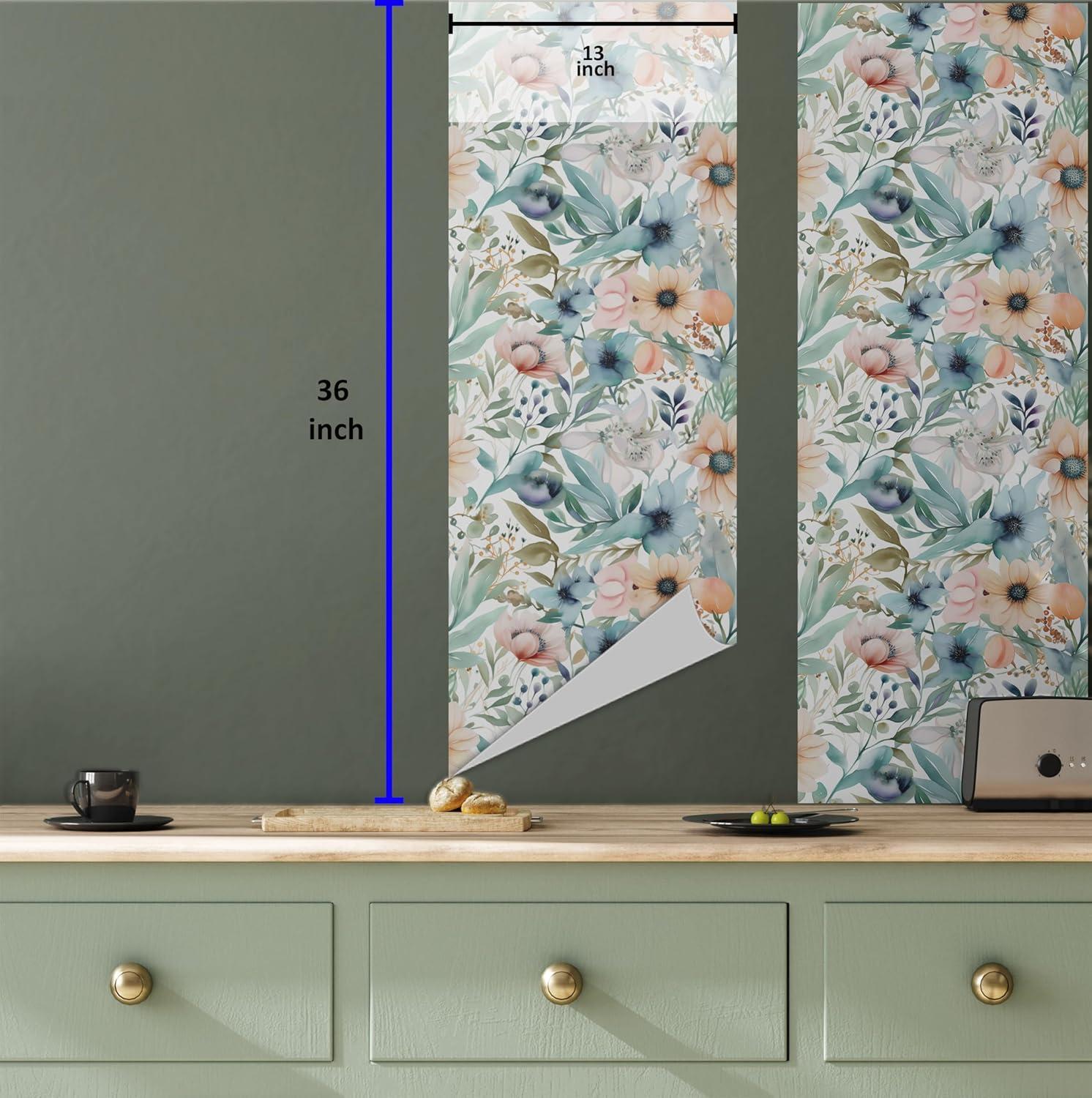 imageAmbesonne Spring Floral Peel amp Stick Wallpaper for Home Valentines Day Concept Romantic Garden Flowers with Leaves Greenery SelfAdhesive Living Room Kitchen Accent 13 x 36 Seafoam Peach White