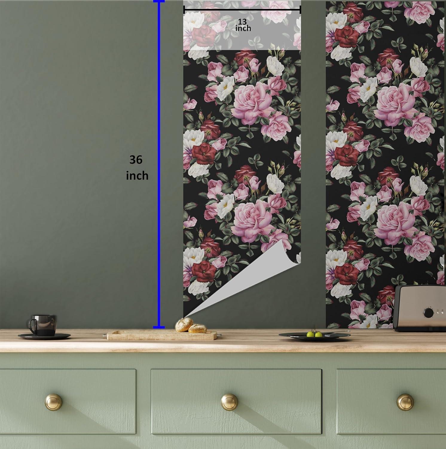 imageAmbesonne Valentine Peel amp Stick Wallpaper for Home Colorful Roses and Leaves Repetitive Art on Monochrome Backdrop SelfAdhesive Living Room Kitchen Accent 13 x 36 Mauve Taupe and Fern Green