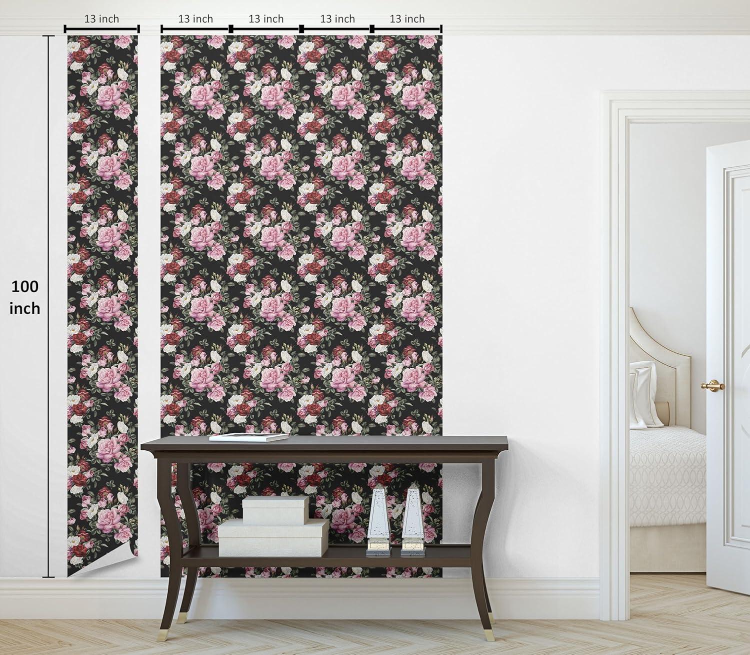 imageAmbesonne Valentine Peel amp Stick Wallpaper for Home Colorful Roses and Leaves Repetitive Art on Monochrome Backdrop SelfAdhesive Living Room Kitchen Accent 13 x 100 Mauve Taupe and Fern Green