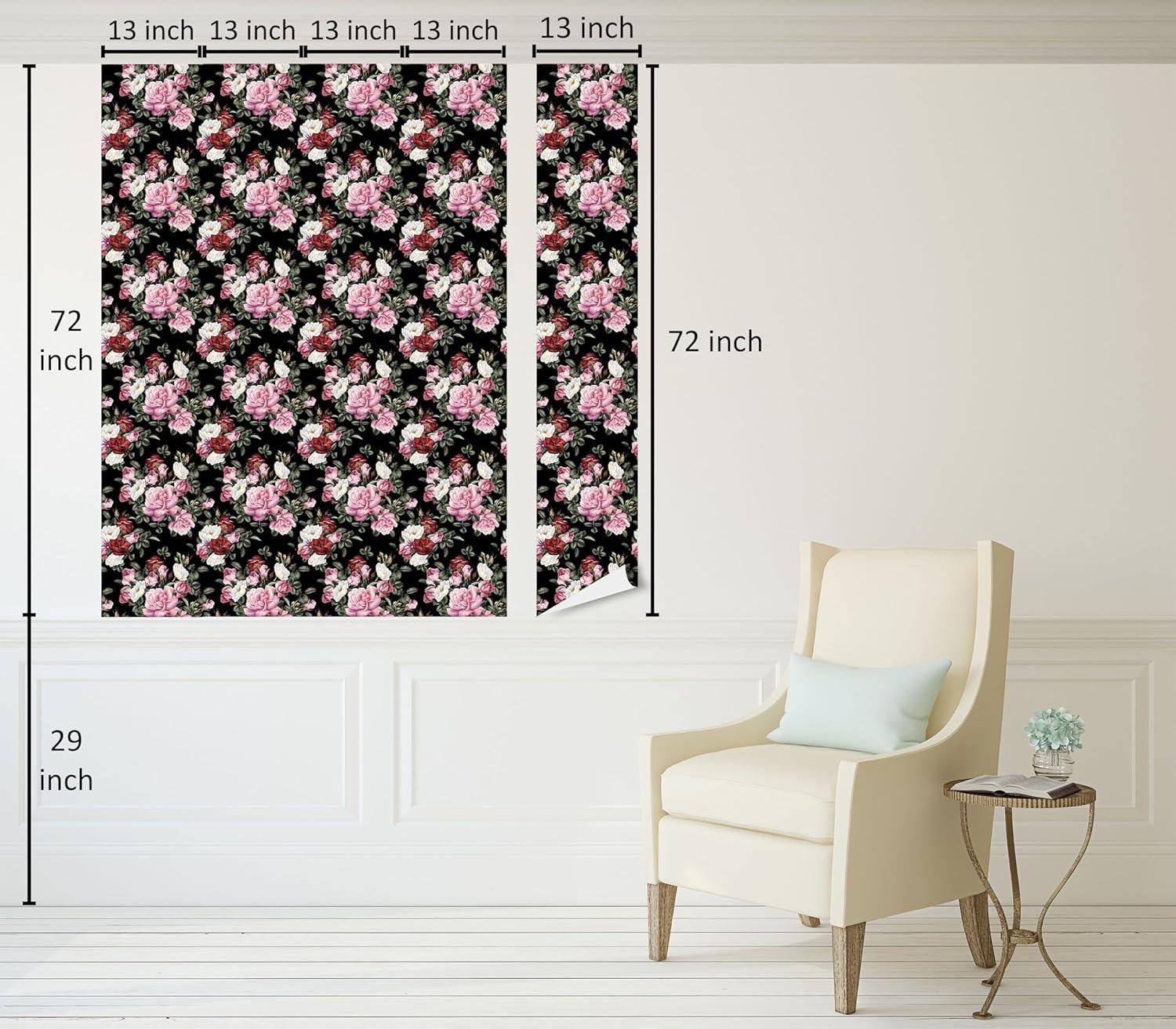 imageAmbesonne Valentine Peel amp Stick Wallpaper for Home Colorful Roses and Leaves Repetitive Art on Monochrome Backdrop SelfAdhesive Living Room Kitchen Accent 13 x 72 Mauve Taupe and Fern Green