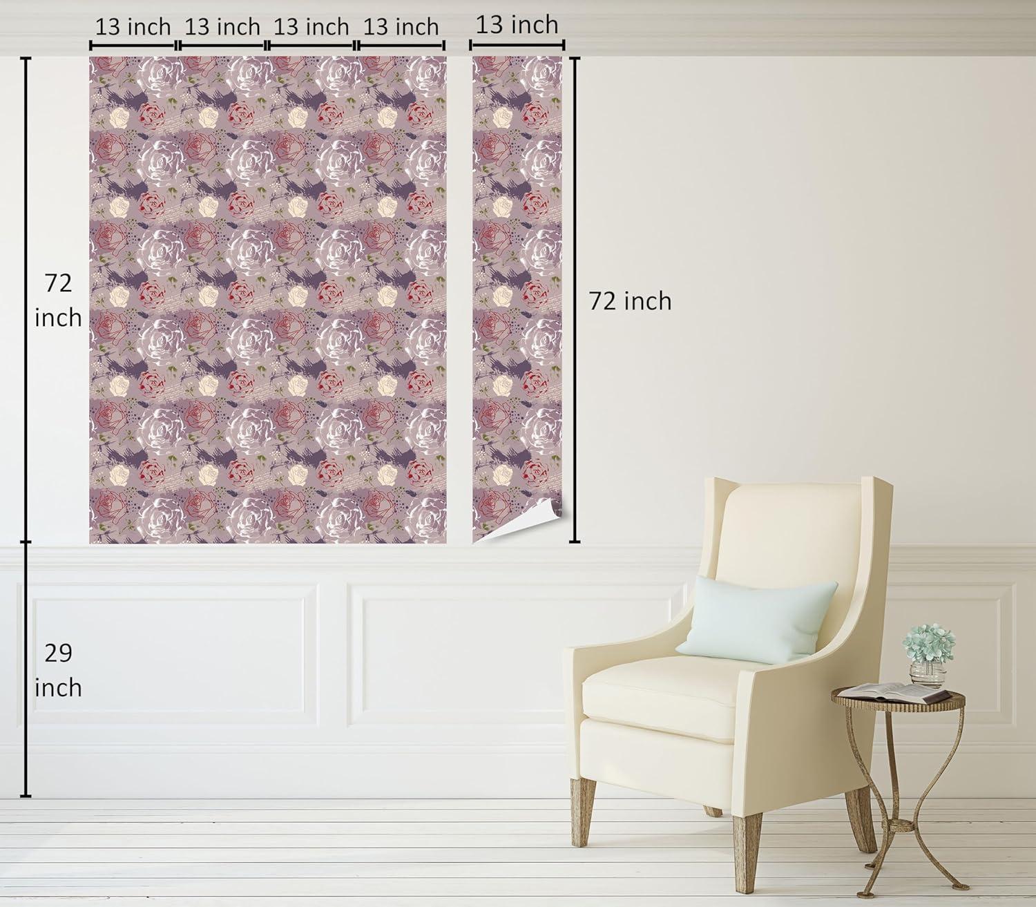 imageAmbesonne Valentine Peel amp Stick Wallpaper for Home PastelColored Rose Flowers Leaves with Brush Strokes Abstract Art SelfAdhesive Living Room Kitchen Accent 13 x 72 Mauve Taupe Sage Green