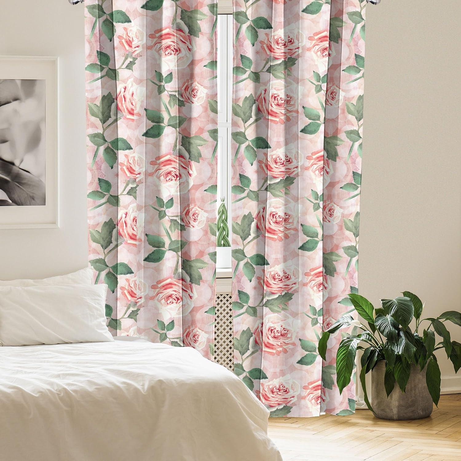 imageAmbesonne Valentines Day Curtains Simple Grunge Design Line Hearts Pattern on Striped Backdrop Window Treatments 2 Panel Set for Living Room Bedroom Pair of 28 x 63 Dark Coral Coral DimgrayPale Pink Reseda Green