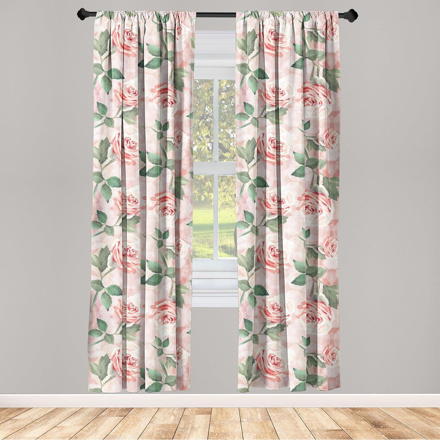 imageAmbesonne Valentines Day Curtains Simple Grunge Design Line Hearts Pattern on Striped Backdrop Window Treatments 2 Panel Set for Living Room Bedroom Pair of 28 x 63 Dark Coral Coral DimgrayPale Pink Reseda Green