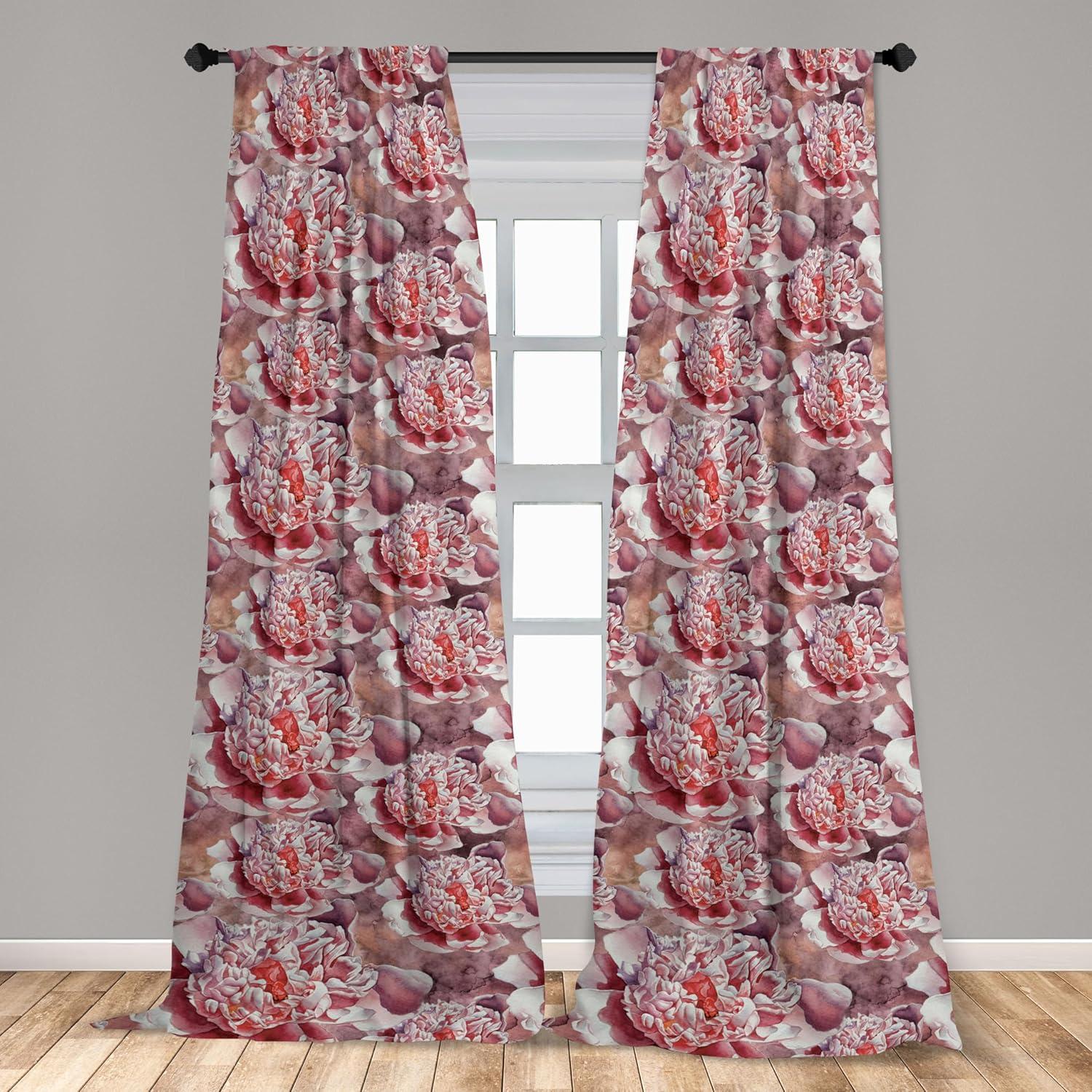 imageAmbesonne Valentines Day Curtains Simple Grunge Design Line Hearts Pattern on Striped Backdrop Window Treatments 2 Panel Set for Living Room Bedroom Pair of 28 x 63 Dark Coral Coral DimgrayDried Rose and Dark Coral