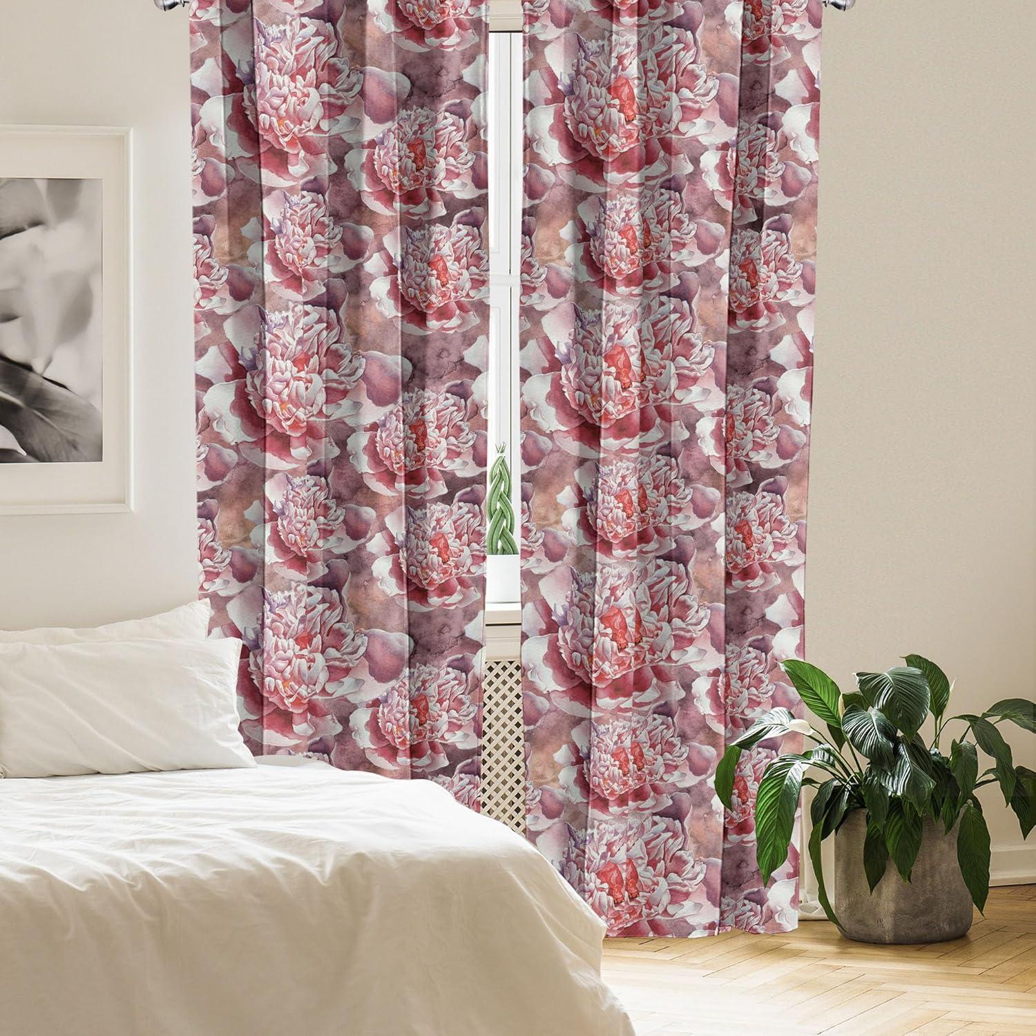 imageAmbesonne Valentines Day Curtains Simple Grunge Design Line Hearts Pattern on Striped Backdrop Window Treatments 2 Panel Set for Living Room Bedroom Pair of 28 x 63 Dark Coral Coral DimgrayDried Rose and Dark Coral
